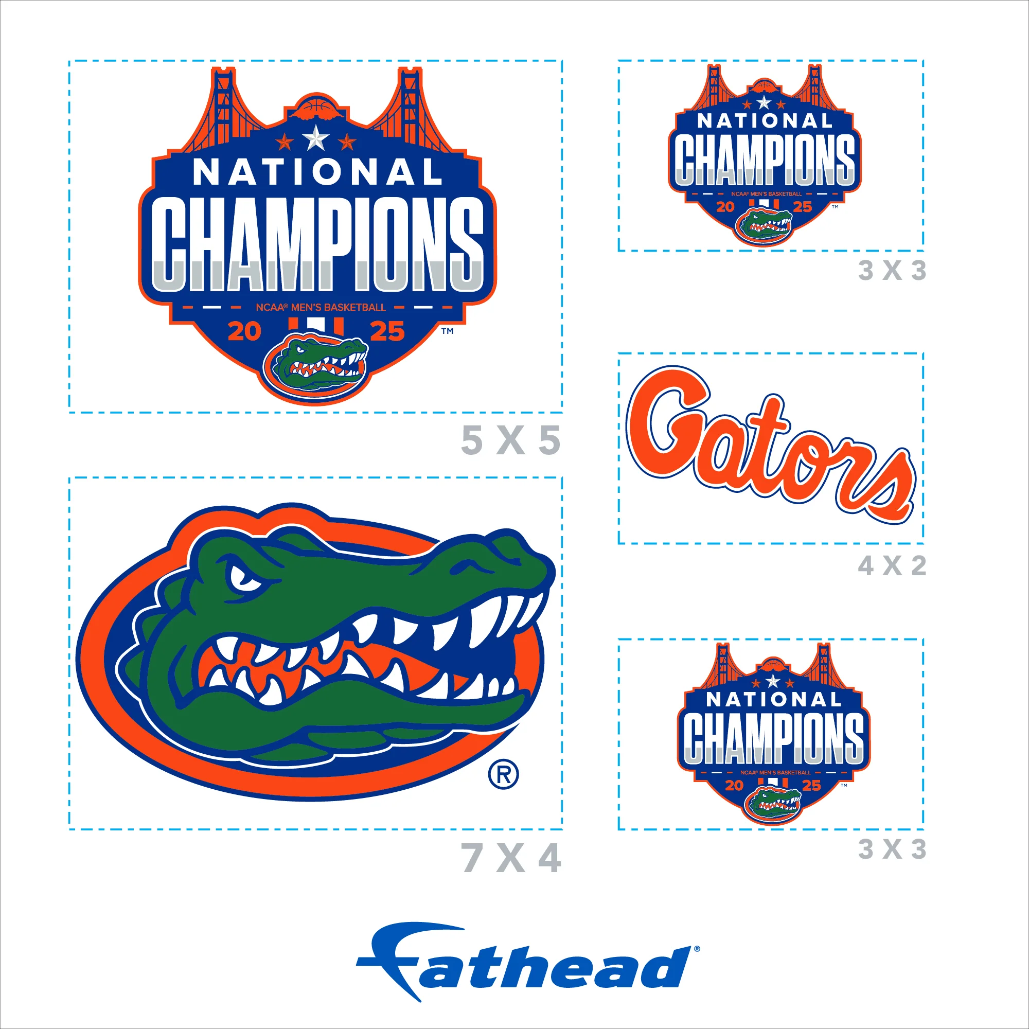 2025 Men's Basketball Champions Logos - 5 Minis Collection (Mixed Sizes) - Official NCAA - Florida Gators - Reusable Vinyl Decals - Image 4
