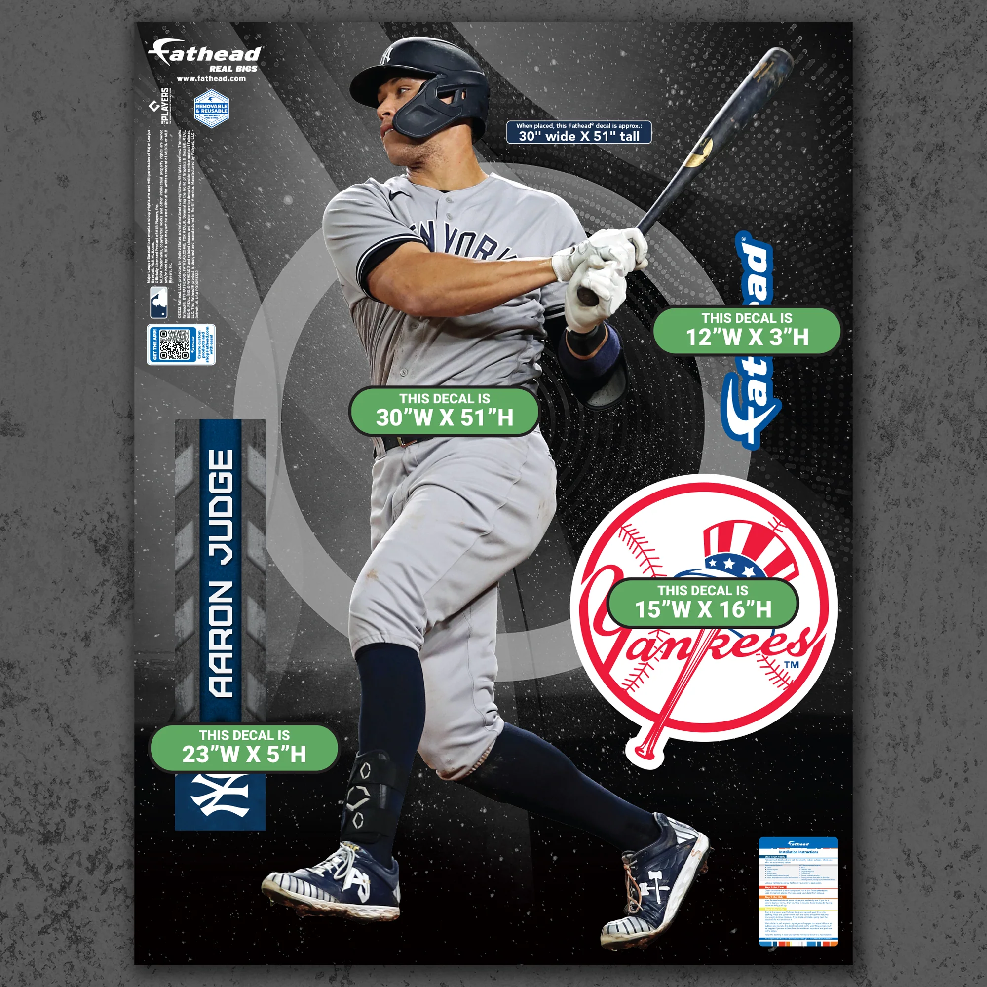 Aaron Judge - RealBig Empire State Swing Collection - Official MLB - New York Yankees - Reusable Vinyl Wall Decals - Image 6