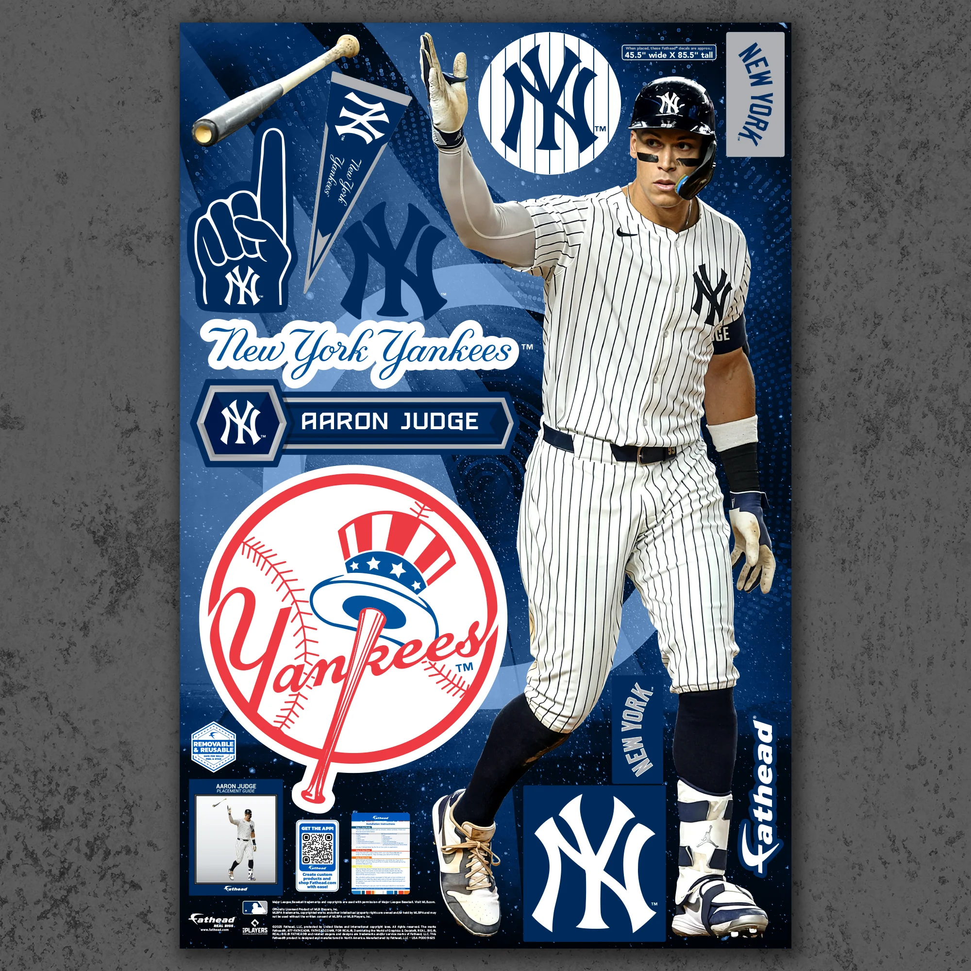 Aaron Judge - RealBig Bat Flip Collection - Official MLB - New York Yankees - Reusable Vinyl Wall Decals - Image 2