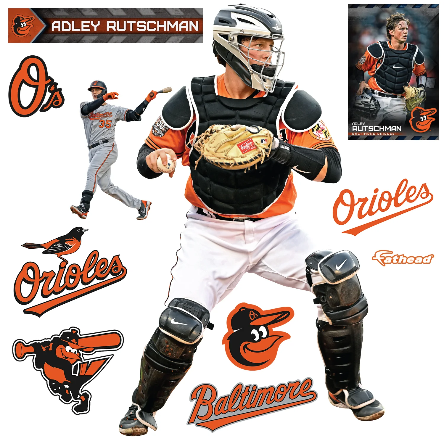 Adley Rutschman - RealBig Catcher Collection - Official MLB - Baltimore Orioles - Reusable Vinyl Wall Decals - Image 2
