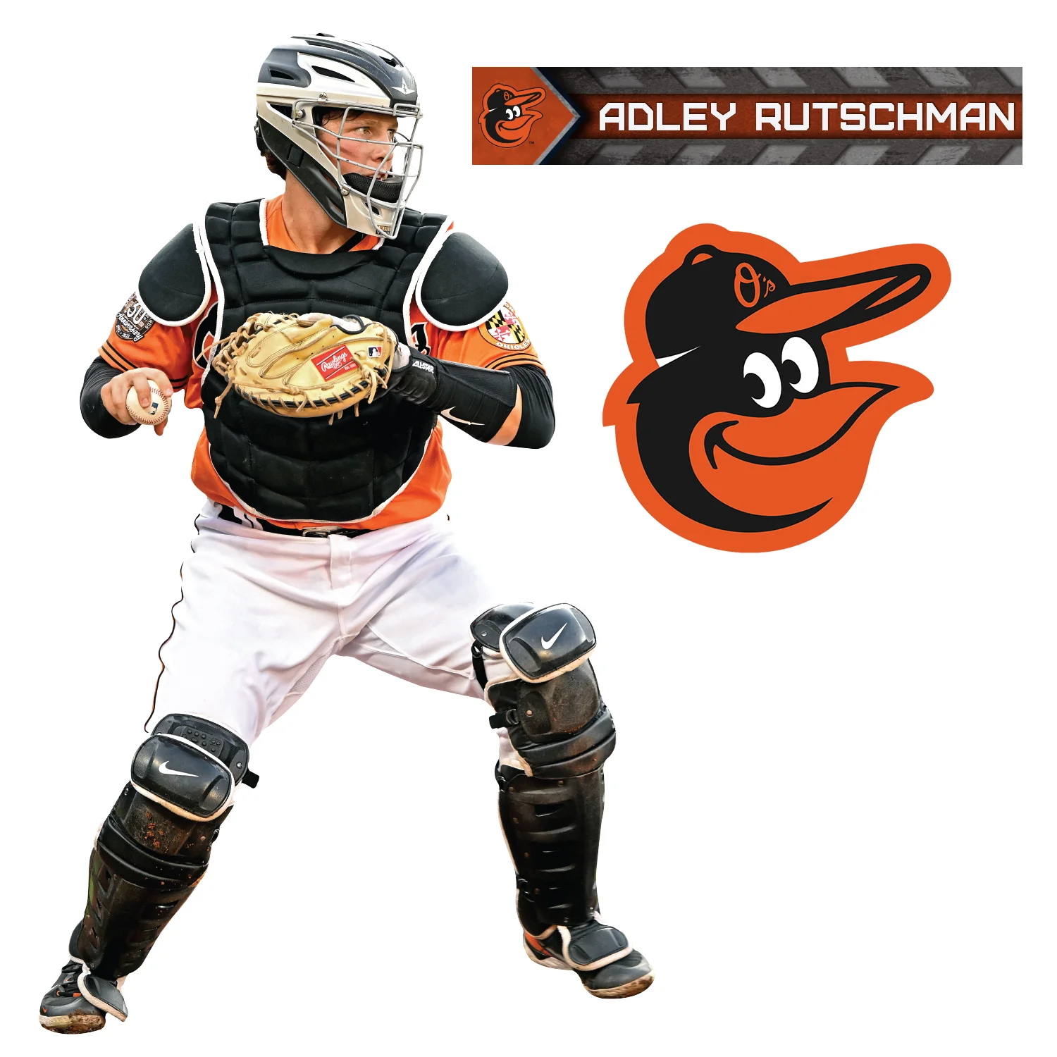 Adley Rutschman - RealBig Catcher Collection - Official MLB - Baltimore Orioles - Reusable Vinyl Wall Decals - Image 6