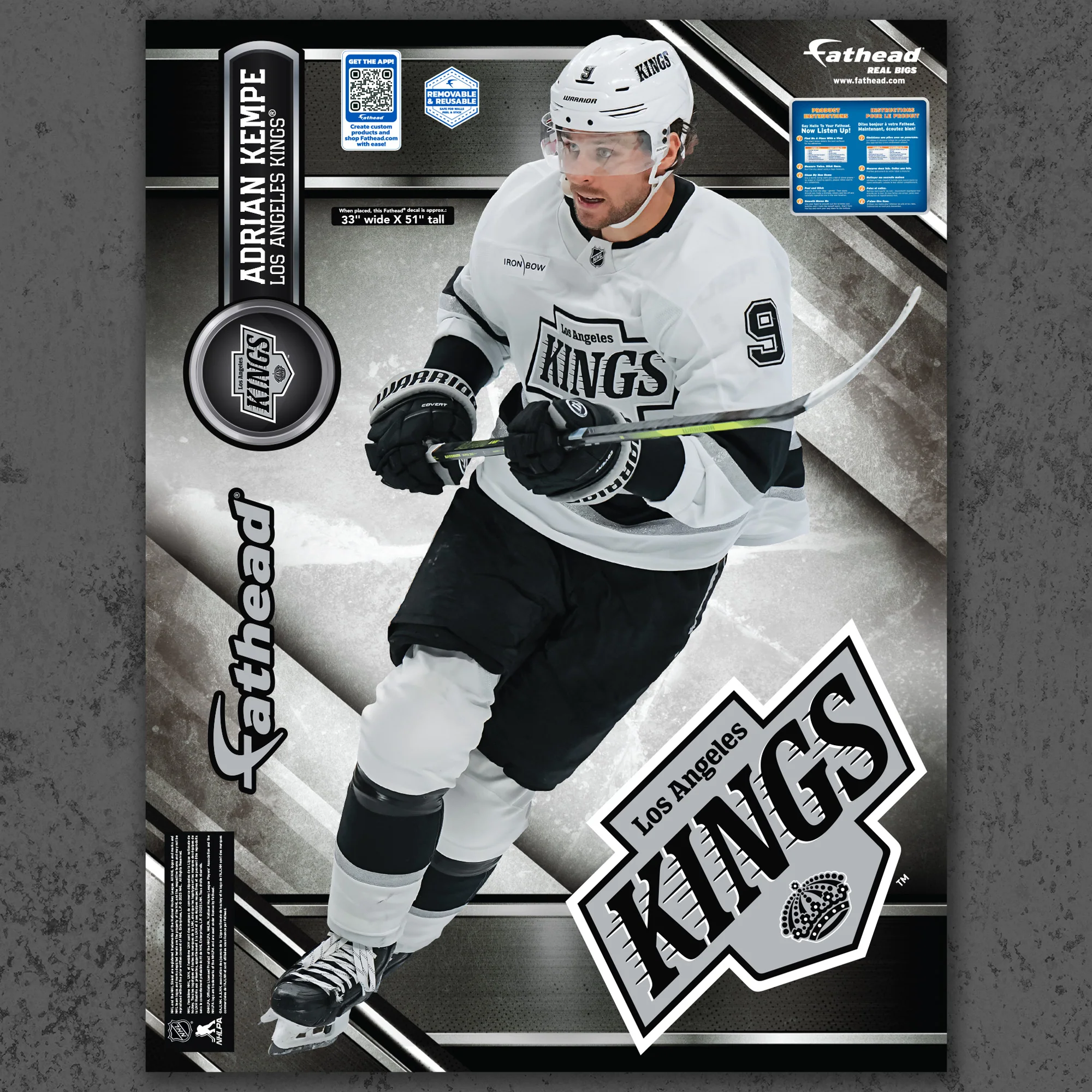 Adrian Kempe - Realbig Collection - Official NHL - Los Angeles Kings - Reusable Vinyl Wall Decals - Image 5
