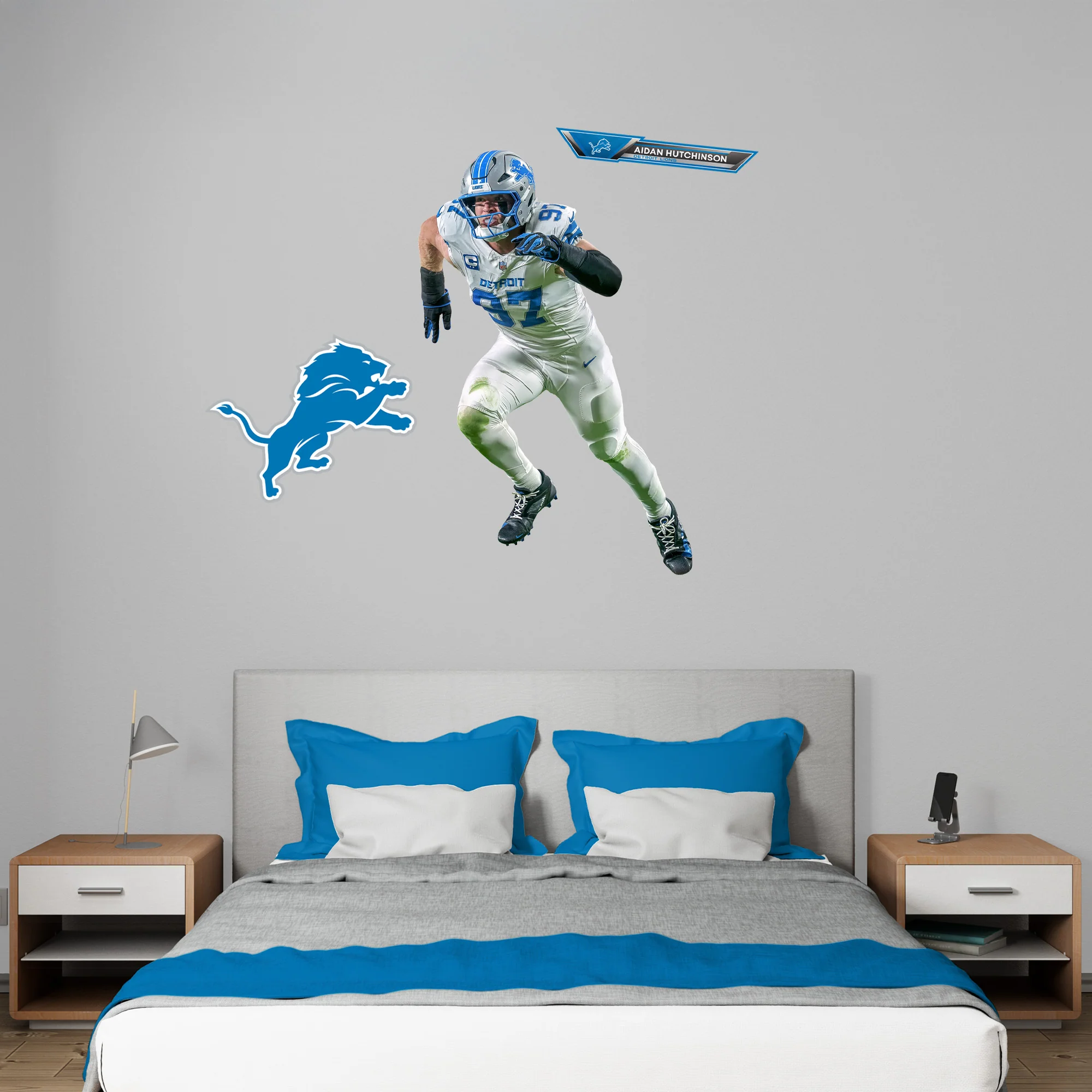 Aidan Hutchinson - RealBig Away Collection - Official NFL - Detroit Lions - Reusable Vinyl Wall Decals - Image 5