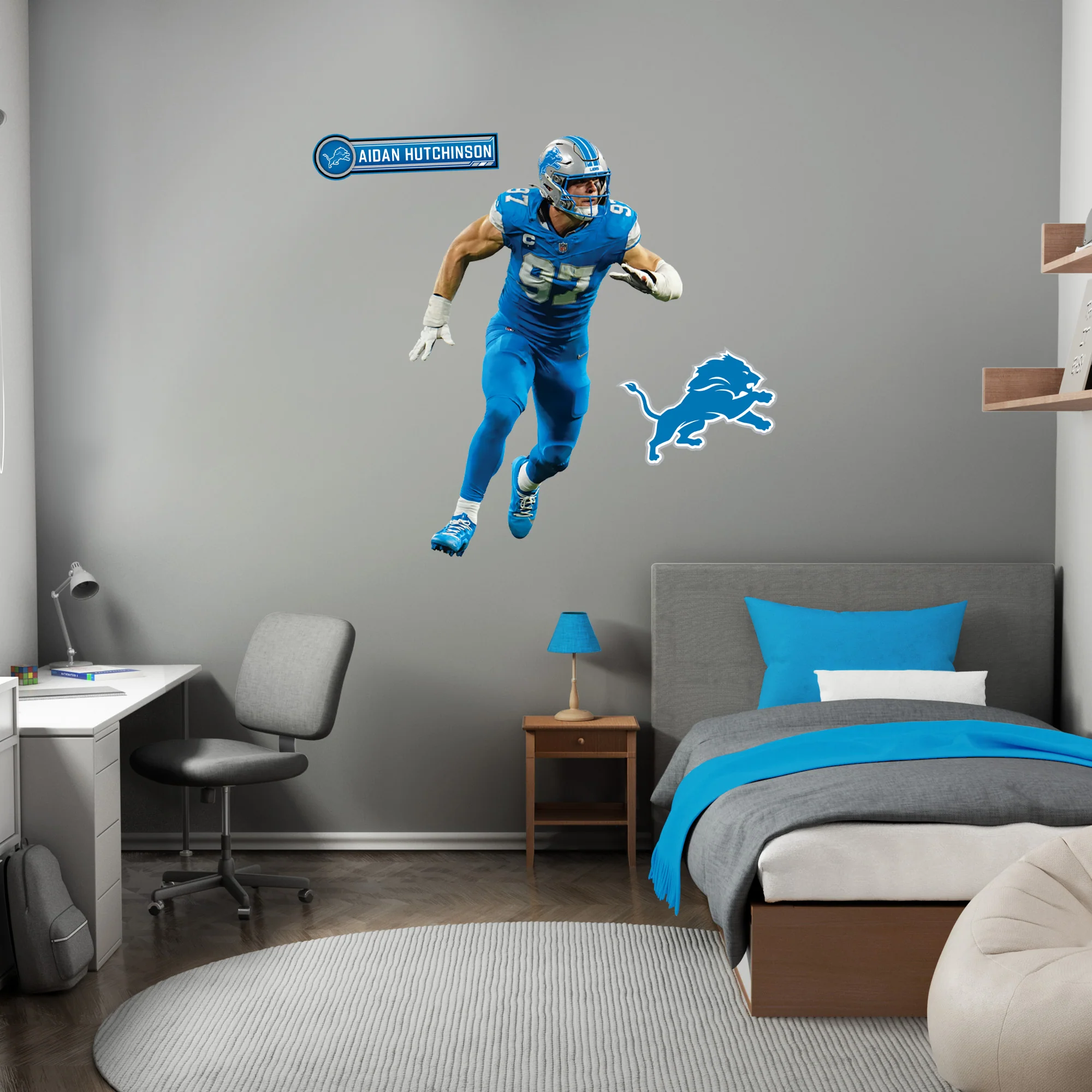 Aidan Hutchinson - RealBig Motor City Rush Collection - Official NFL - Detroit Lions - Reusable Vinyl Wall Decals - Image 5