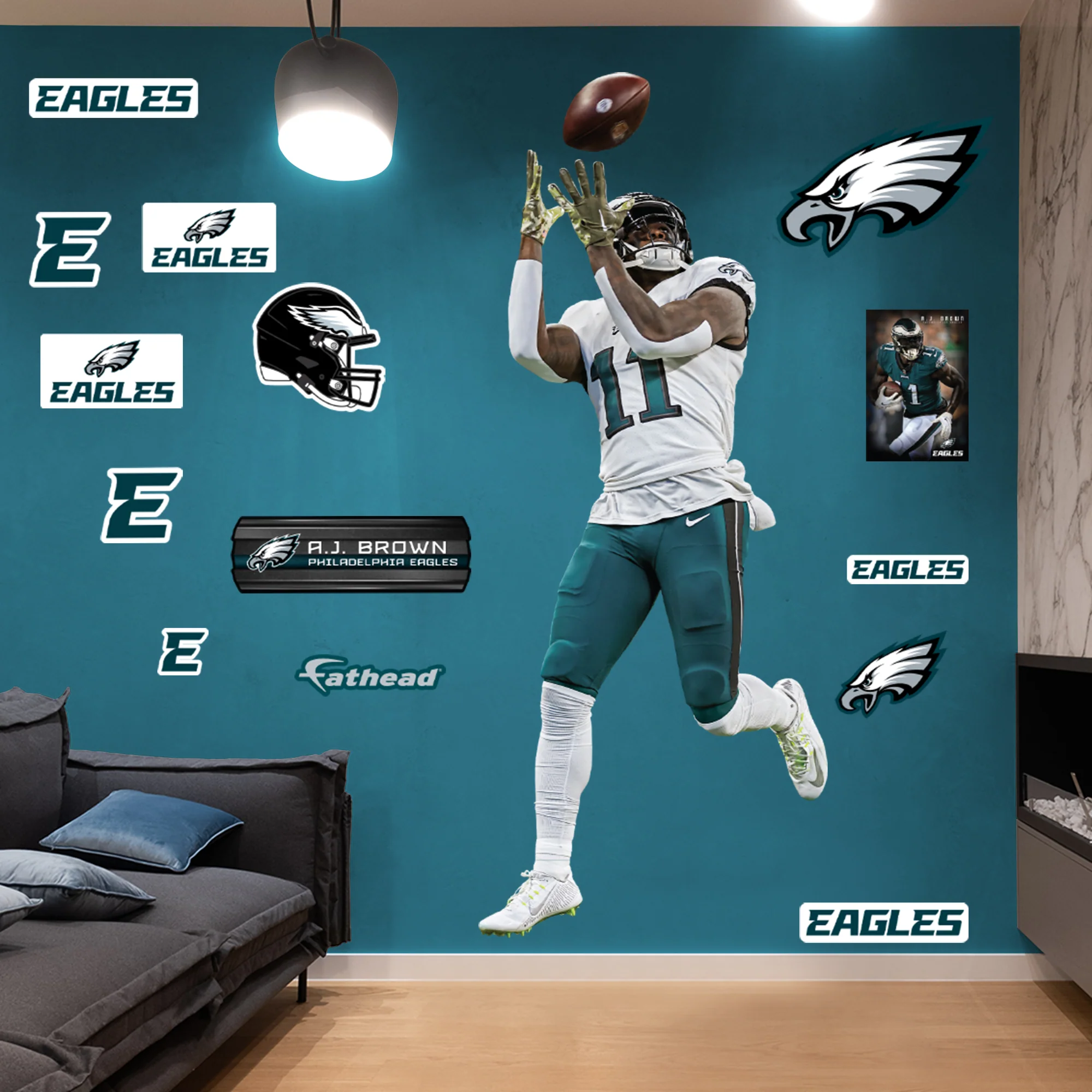 A.J. Brown - RealBig Catch Collection - Official NFL - Philadelphia Eagles - Reusable Vinyl Wall Decals