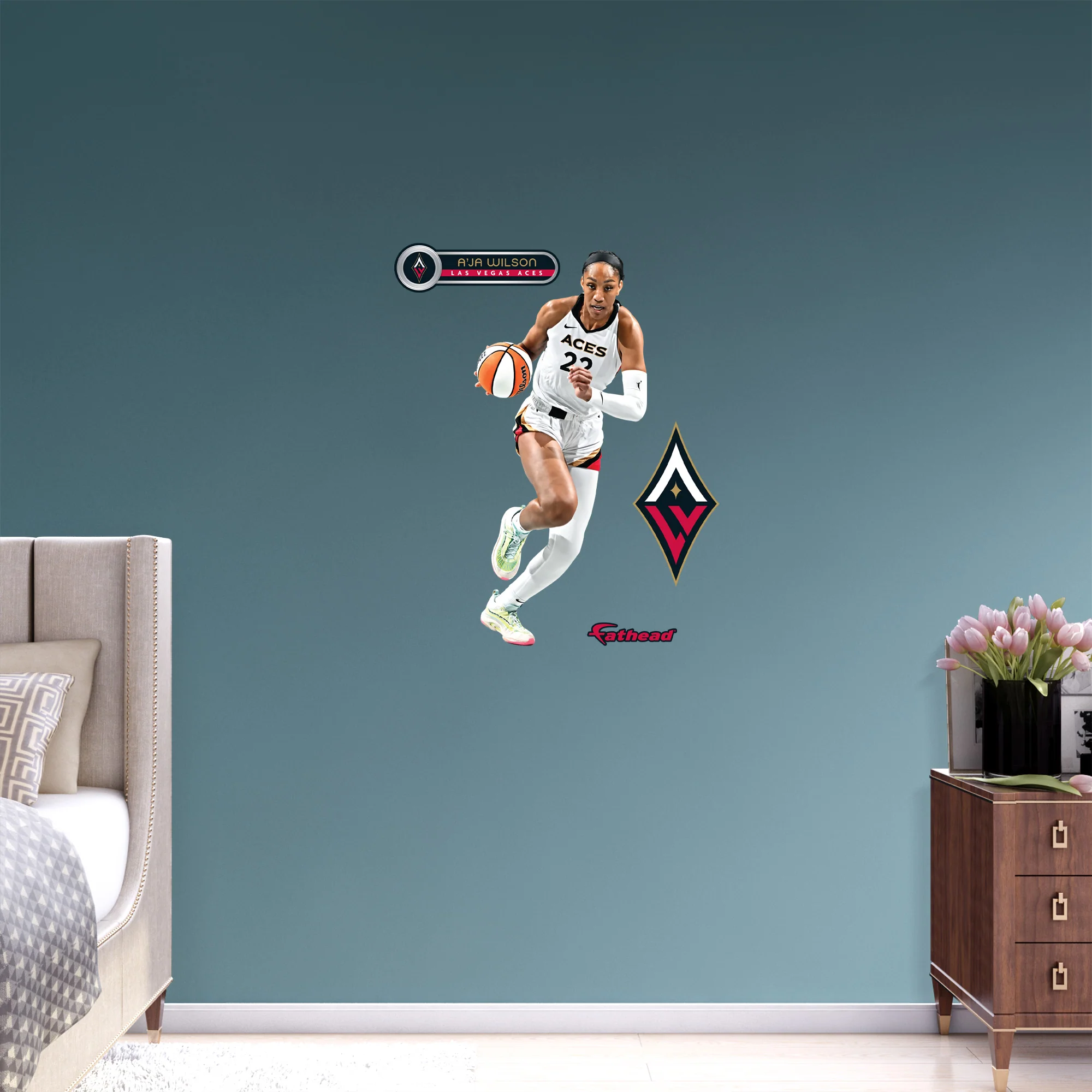 A'ja Wilson - RealBig Collection - Official WNBA - Las Vegas Aces - Reusable Vinyl Wall Decals - Image 10