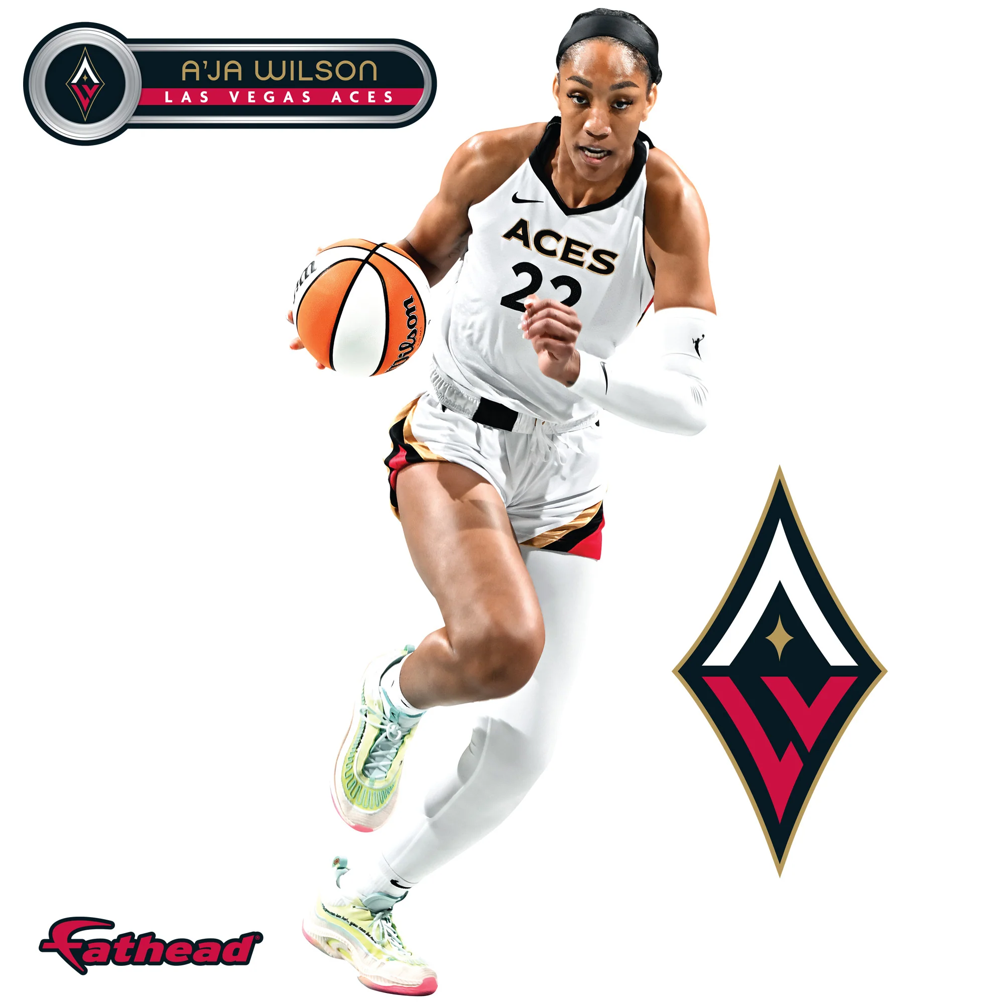 A'ja Wilson - RealBig Collection - Official WNBA - Las Vegas Aces - Reusable Vinyl Wall Decals - Image 11