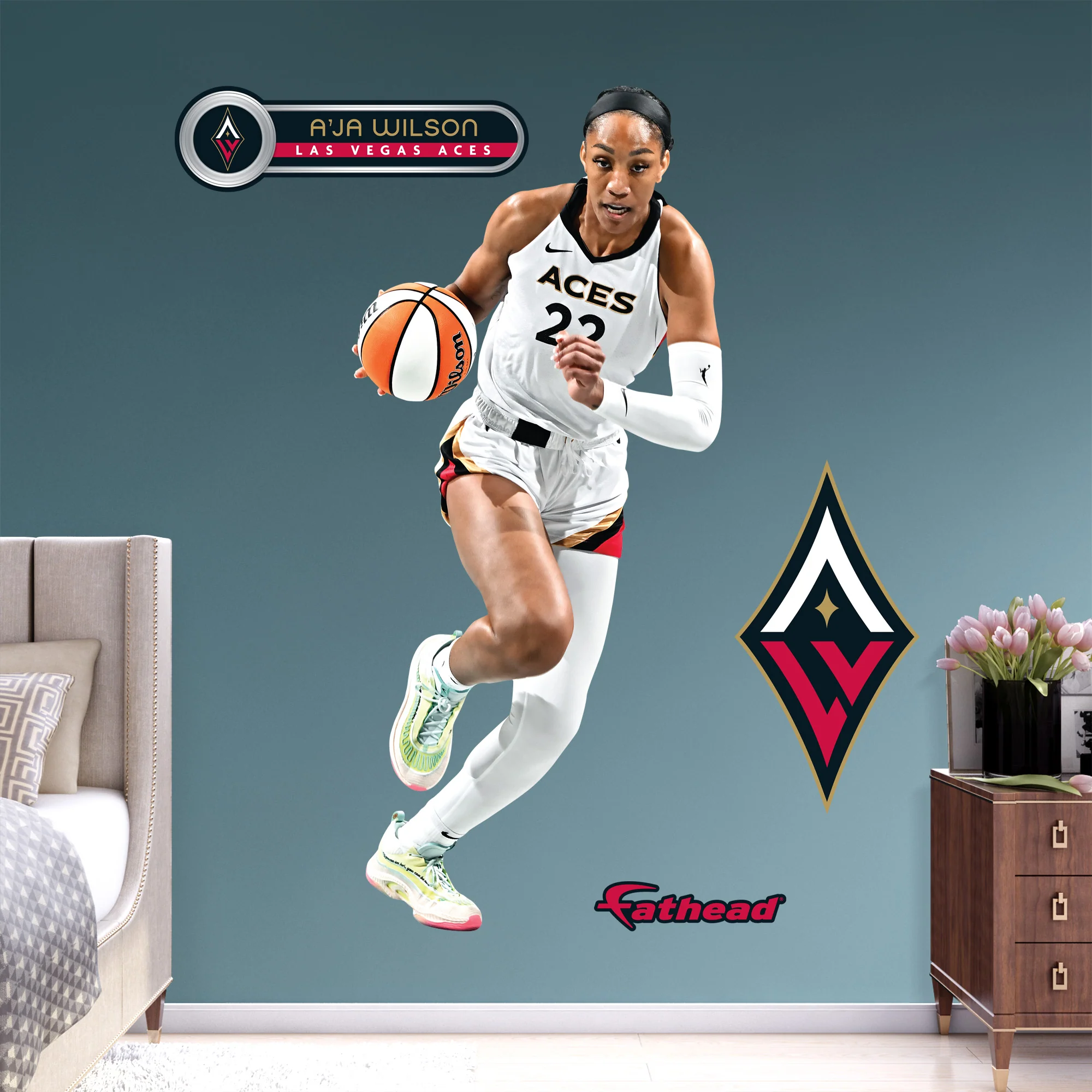 A'ja Wilson - RealBig Collection - Official WNBA - Las Vegas Aces - Reusable Vinyl Wall Decals - Image 6