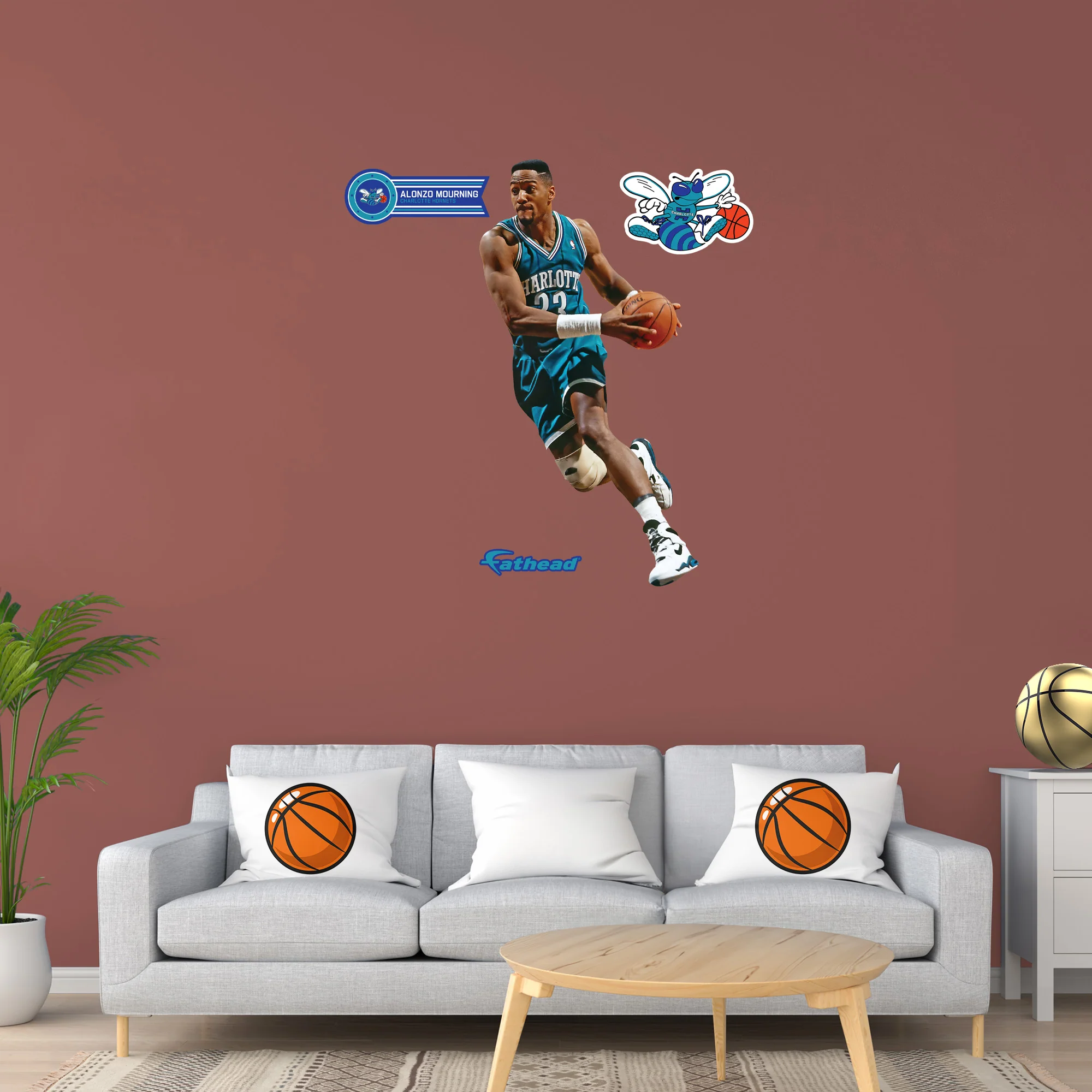 Alonzo Mourning - RealBig Hornets Legend Collection - Official NBA - Charlotte Hornets - Reusable Vinyl Wall Decals - Image 4