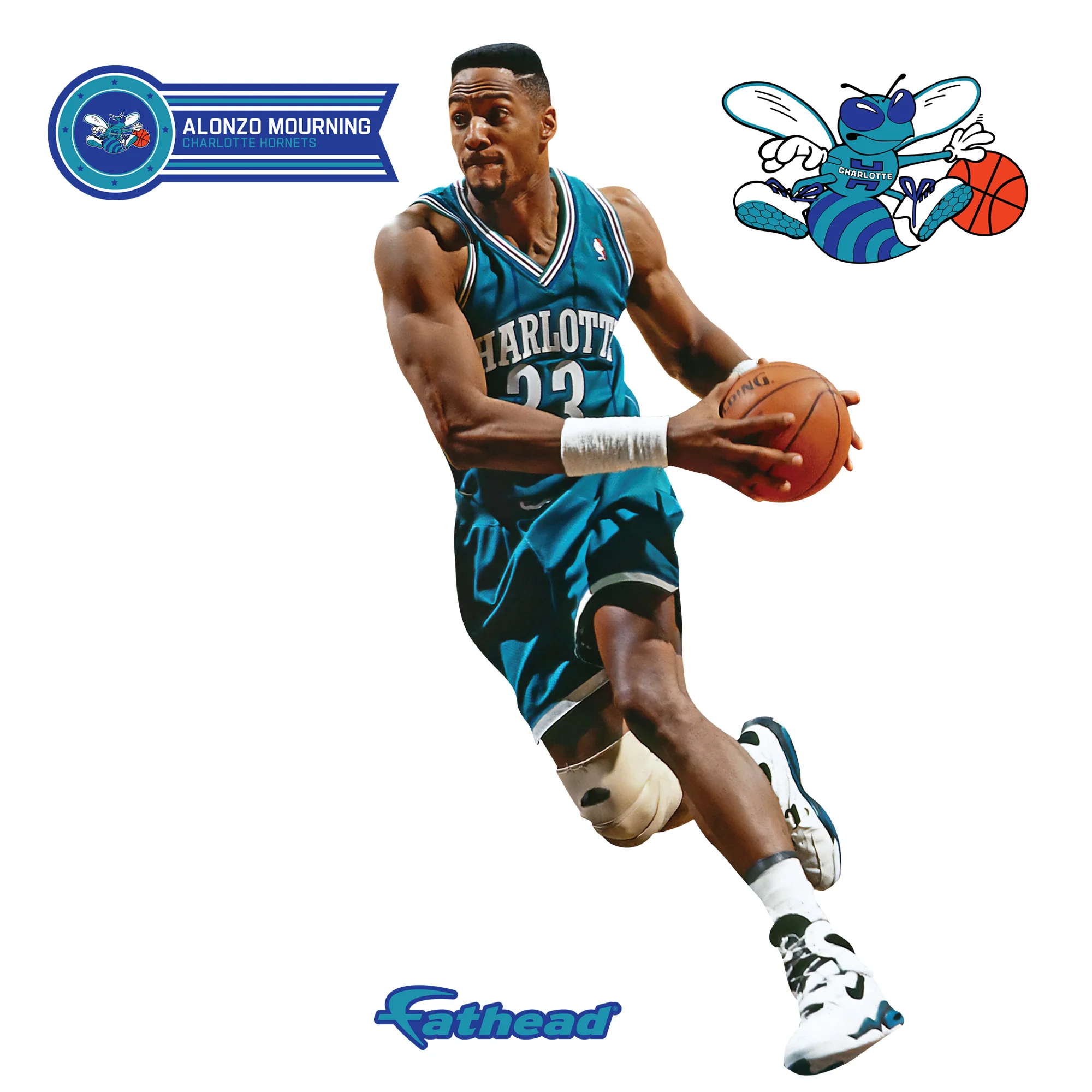 Alonzo Mourning - RealBig Hornets Legend Collection - Official NBA - Charlotte Hornets - Reusable Vinyl Wall Decals - Image 7