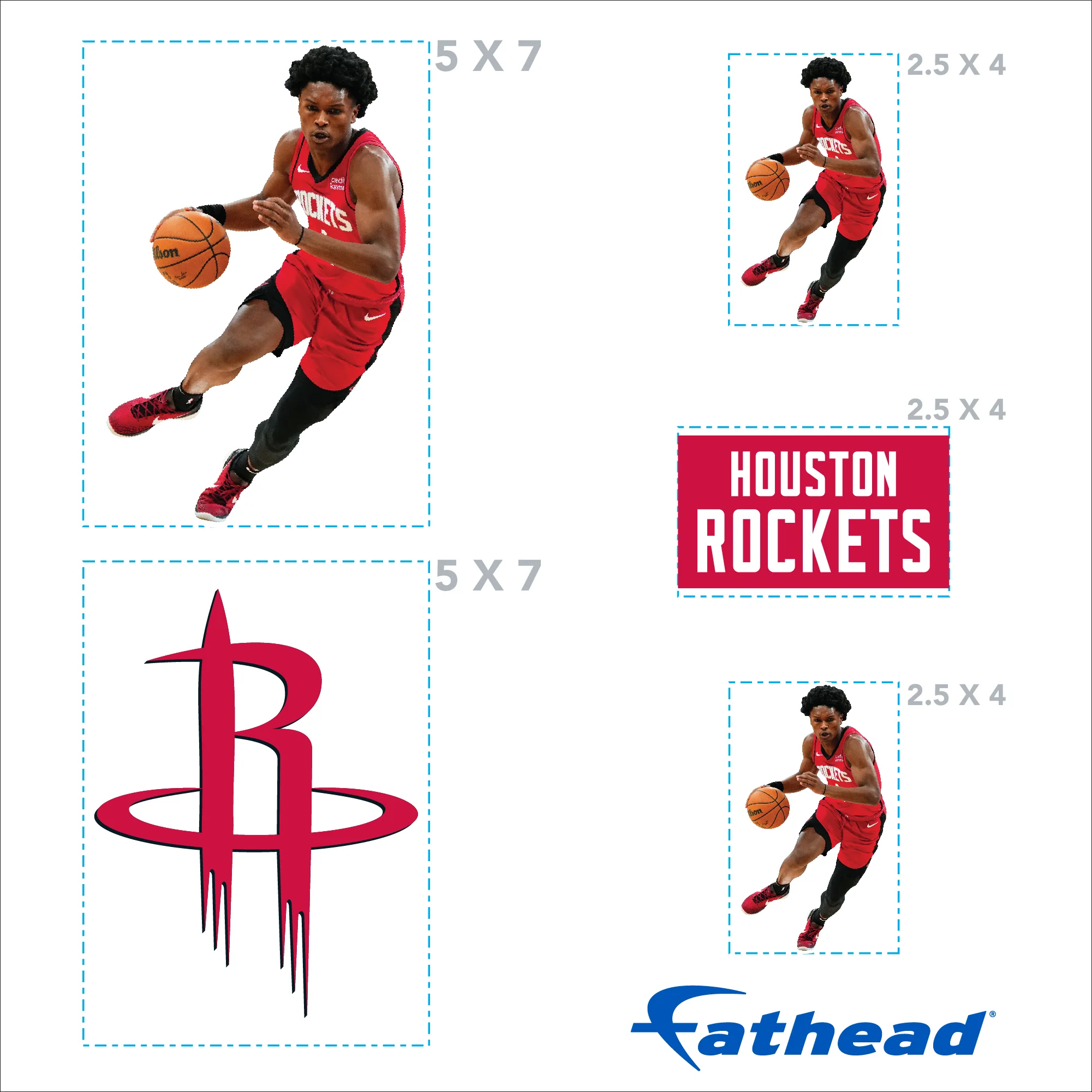Amen Thompson - 5 Minis (Mixed Sizes) - Official NBA - Houston Rockets - Reusable Vinyl Decals - Image 4