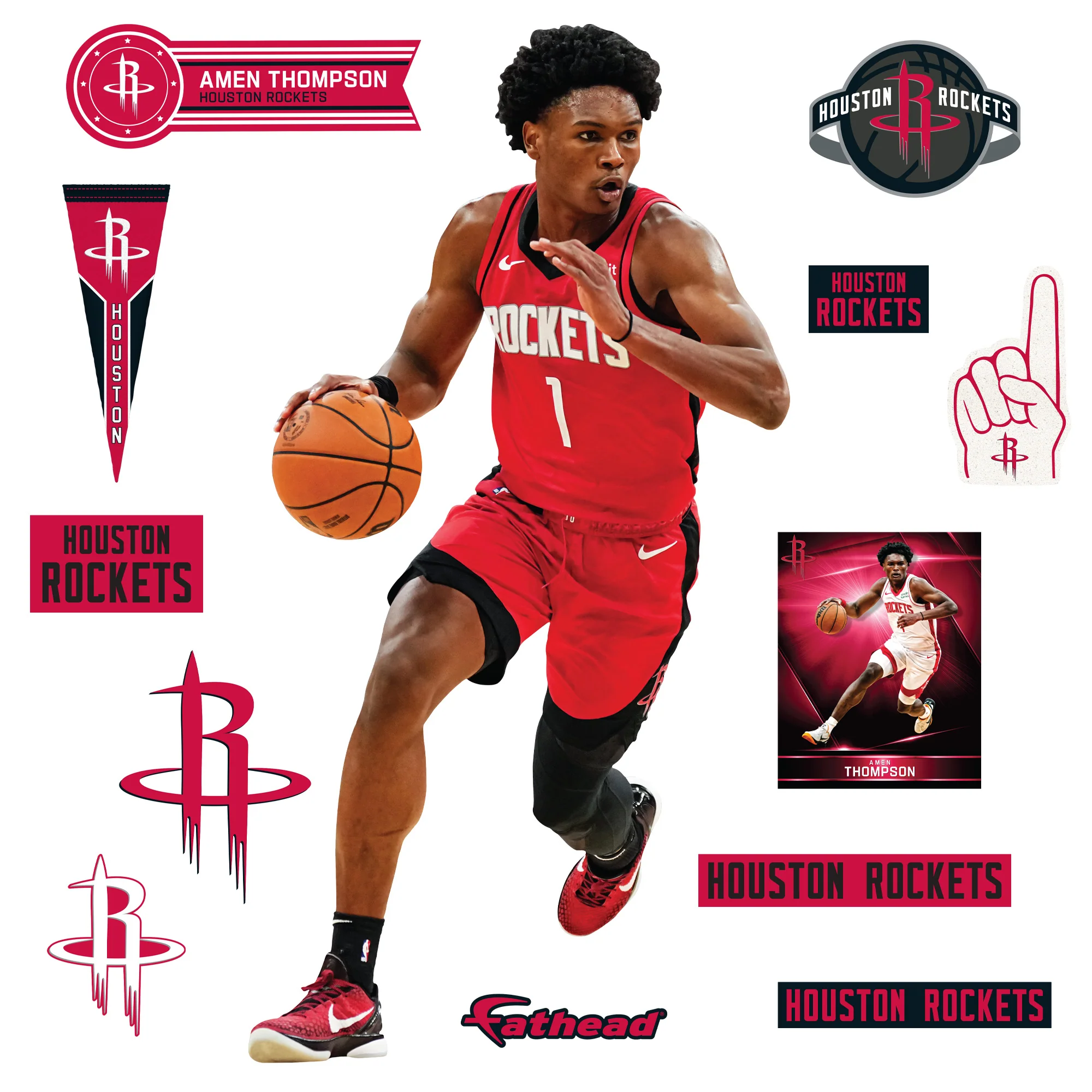 Amen Thompson - RealBig Collection - Official NBA - Houston Rockets - Reusable Vinyl Wall Decals - Image 2