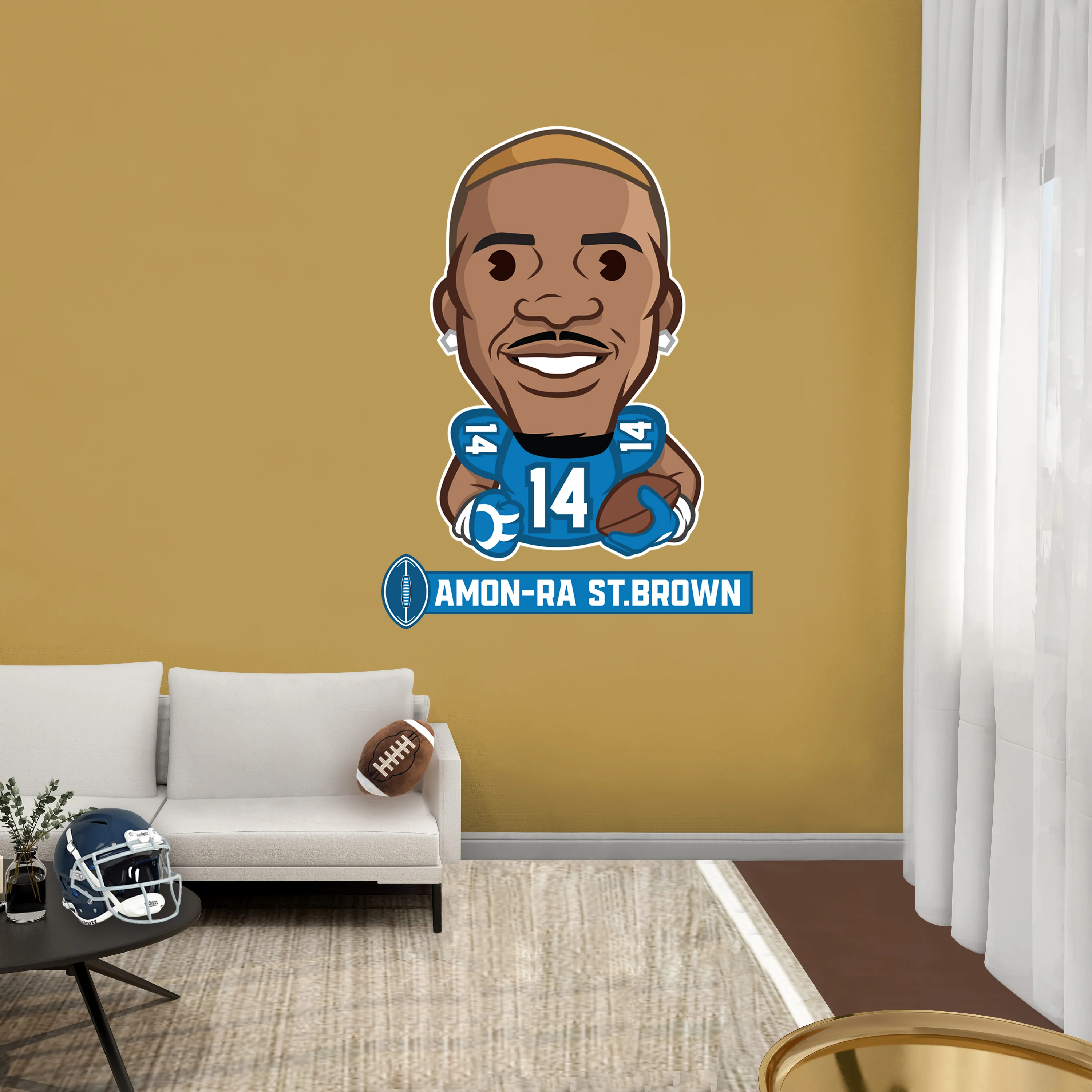 Amon-Ra St. Brown Emoji - RealBig Collection - Official NFLPA - Detroit Lions - Reusable Vinyl Wall Decals - Image 2