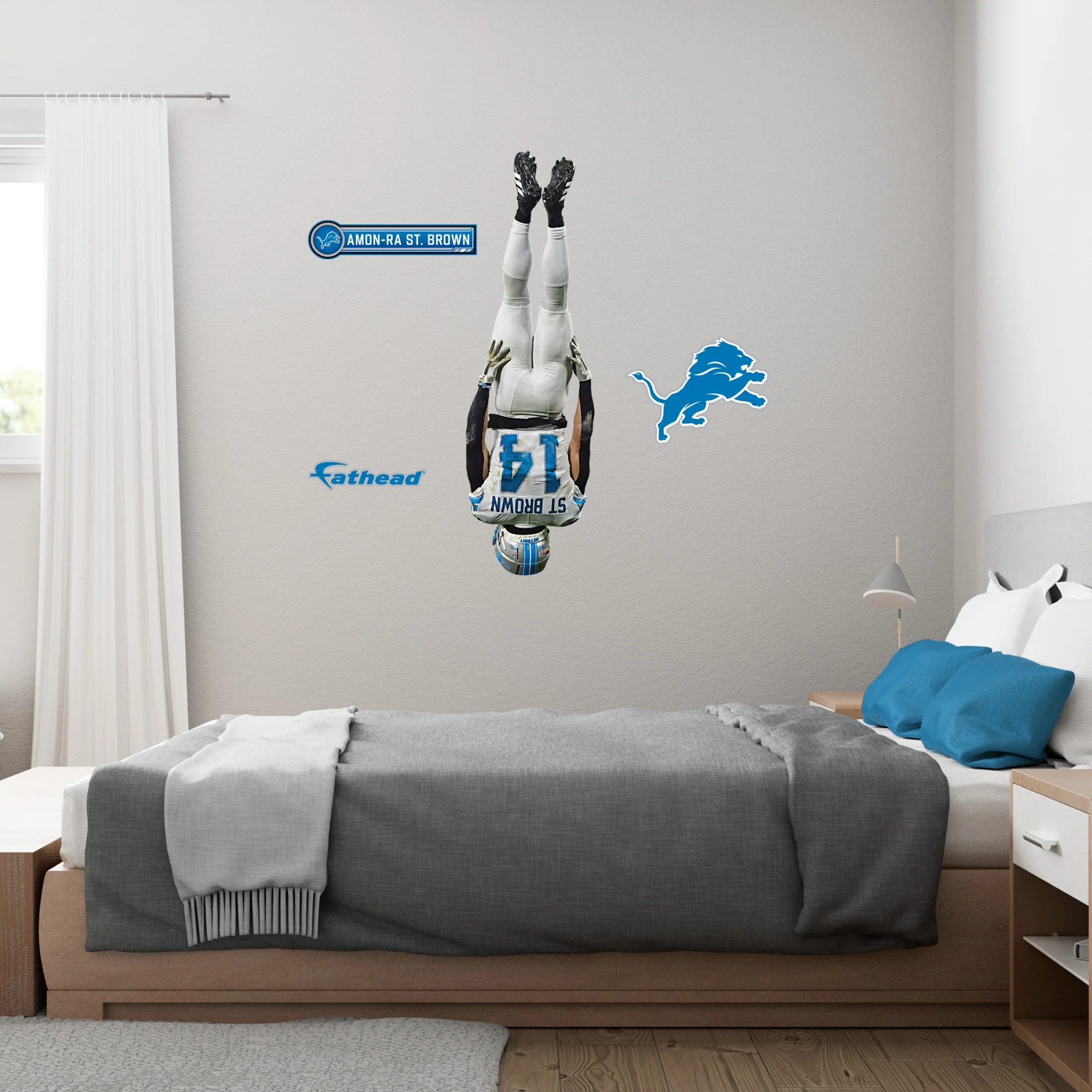 Amon-Ra St. Brown - RealBig Headstand Collection - Official NFL - Detroit Lions - Reusable Vinyl Wall Decals - Image 5