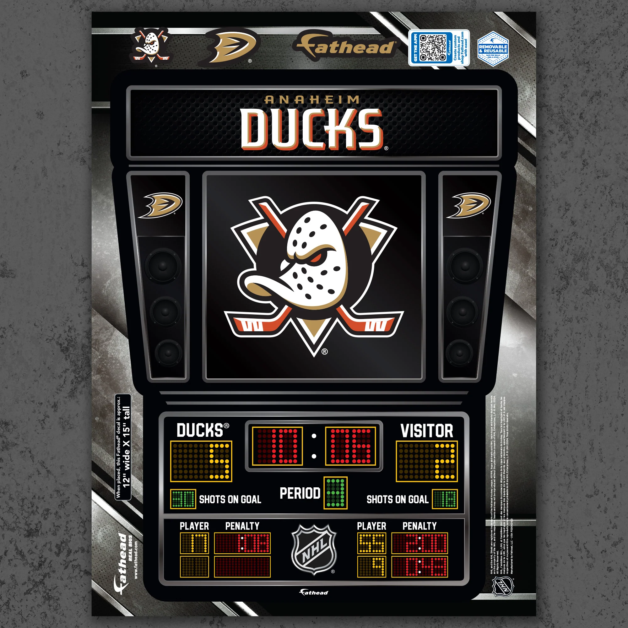 Anaheim Ducks - RealBig Scoreboard Collection - Official NHL - Reusable Vinyl Wall Decals - Image 7