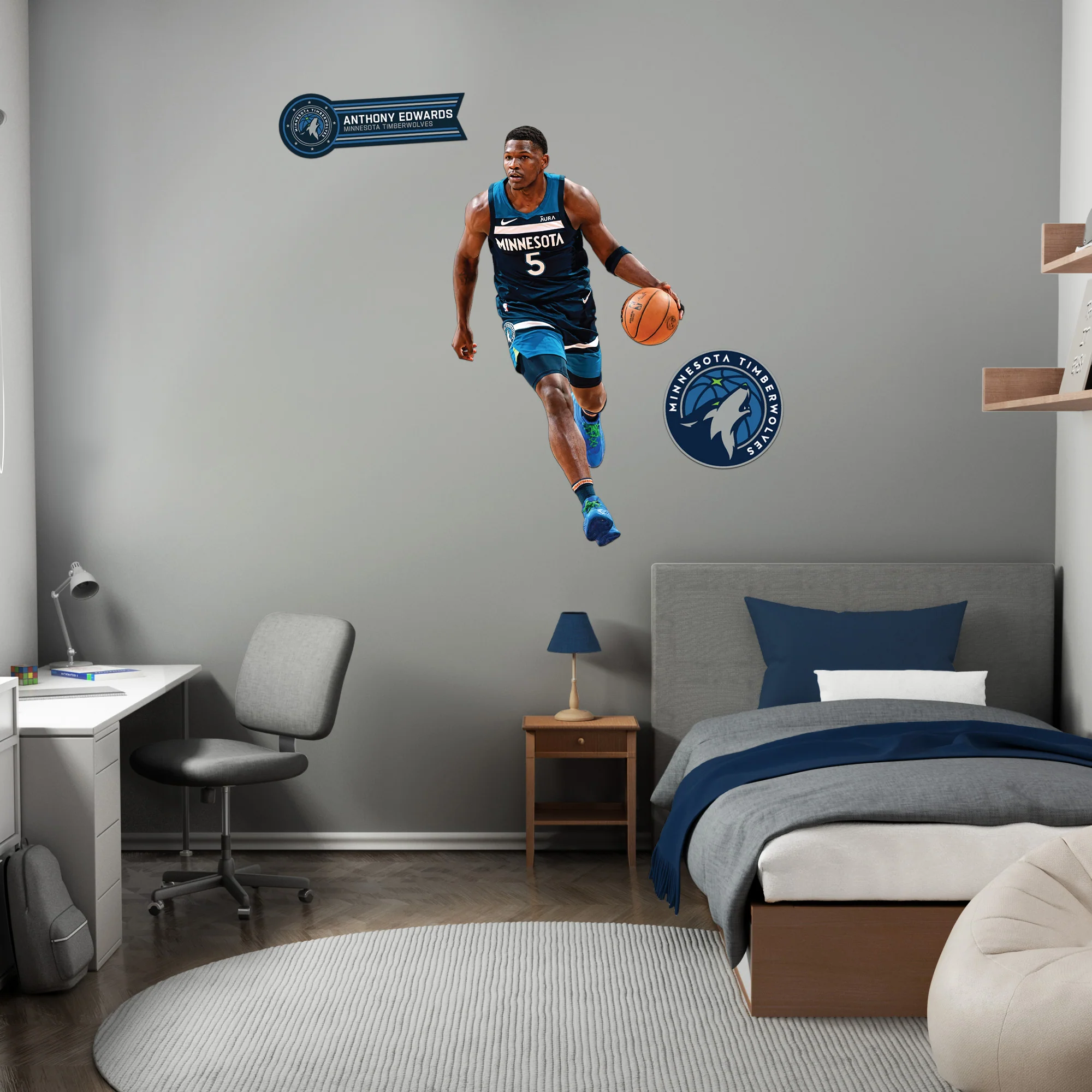 Anthony Edwards - RealBig Icon Jersey Collection - Official NBA - Minnesota Timberwolves - Reusable Vinyl Wall Decals - Image 5