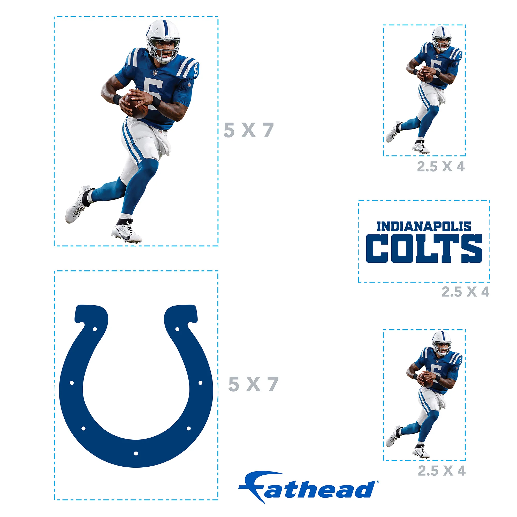 Anthony Richardson - 5 Minis (Mixed Sizes) - Official NFL - Indianapolis Colts - Reusable Vinyl Decals - Image 4