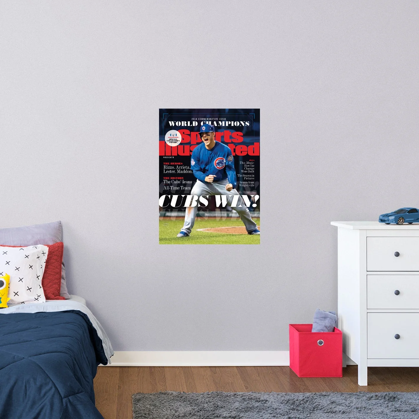 Anthony Rizzo - November 2016 Champions Commemorative Sports Illustrated Cover - Peel & Stick Poster - Official MLB - Chicago Cubs - Reusable Vinyl Wall Decal - Image 4
