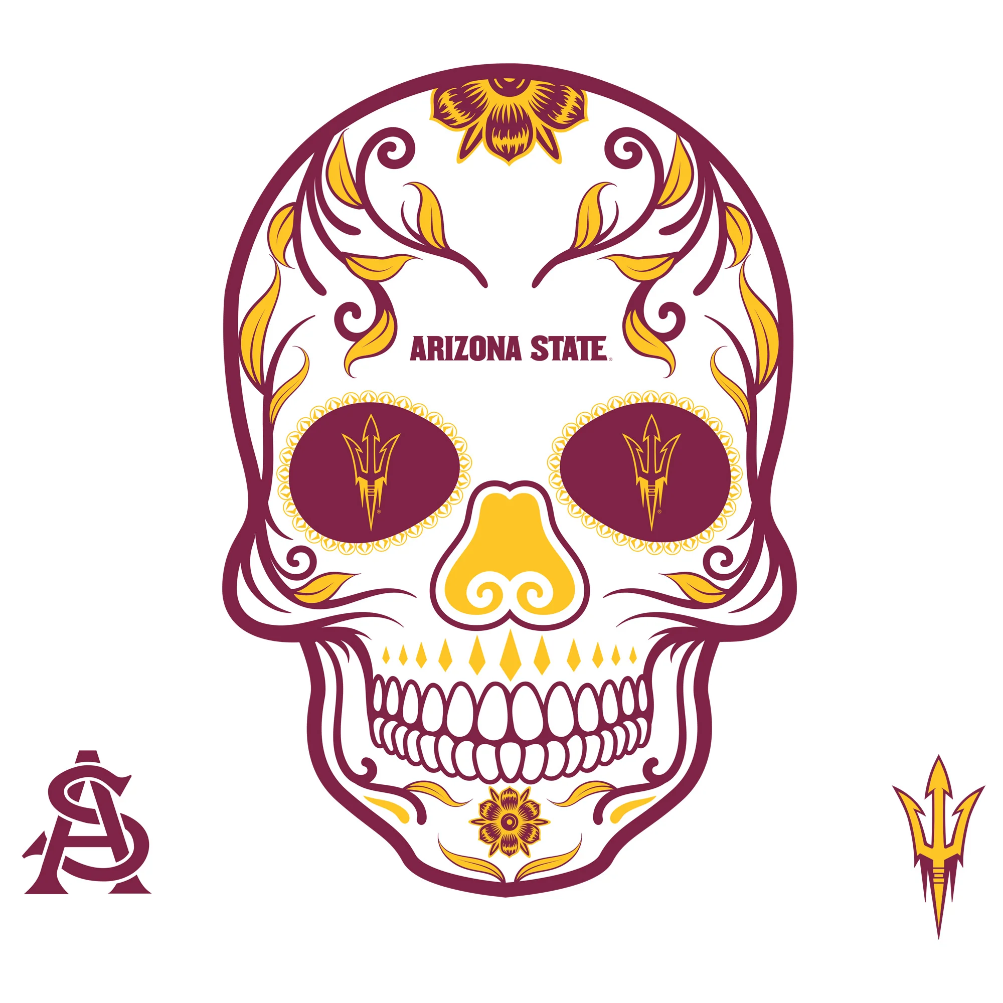 Arizona State Sun Devils - RealBig Sugar Skull Collection - Official NCAA - Reusable Vinyl Wall Decals - Image 3