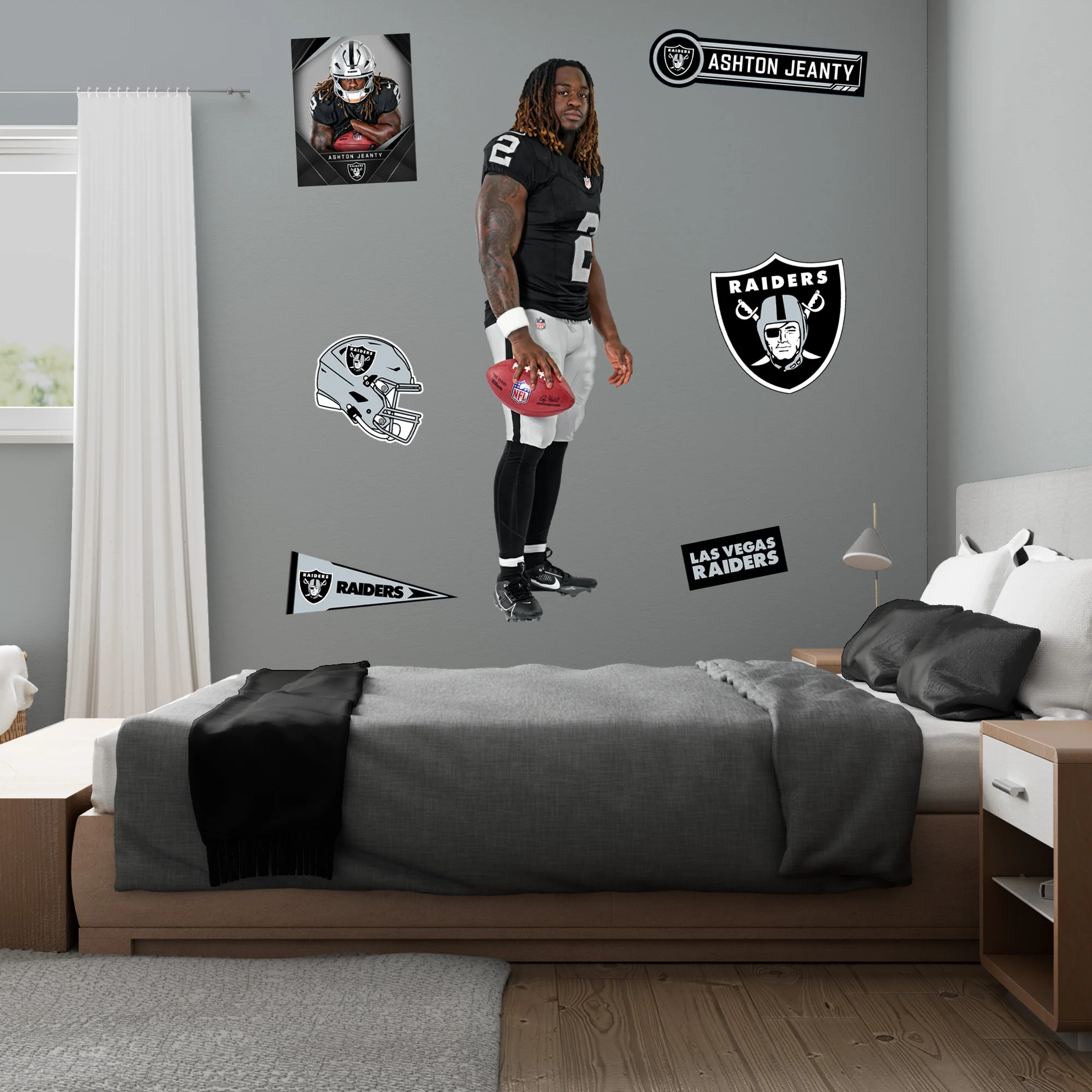 Ashton Jeanty - RealBig Rookie Premiere Collection - Official NFL - Las Vegas Raiders - Reusable Vinyl Wall Decals - Image 3