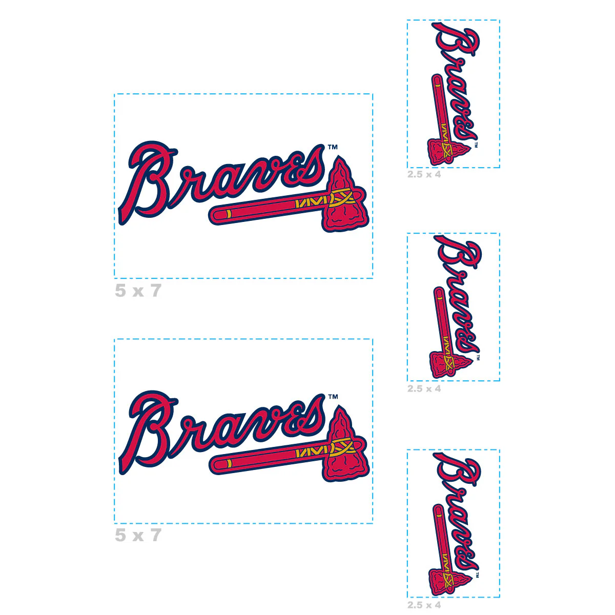 Atlanta Braves - 5 Logo Minis (Mixed Sizes) - Official MLB - Reusable Vinyl Decals - Image 3