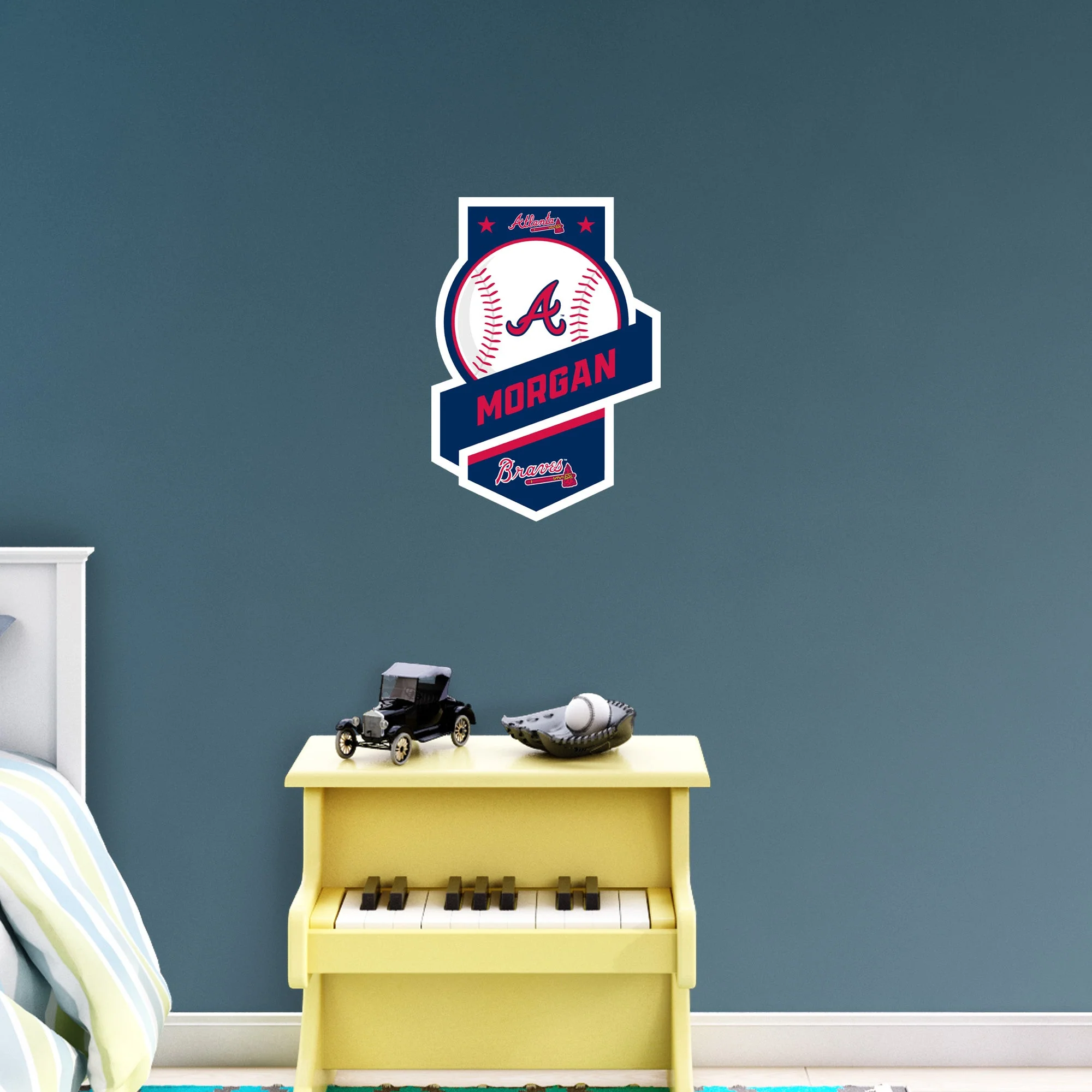 Atlanta Braves - Banner Badge - With Personalized Name - Official MLB - Vinyl Transfer Decal - Image 5