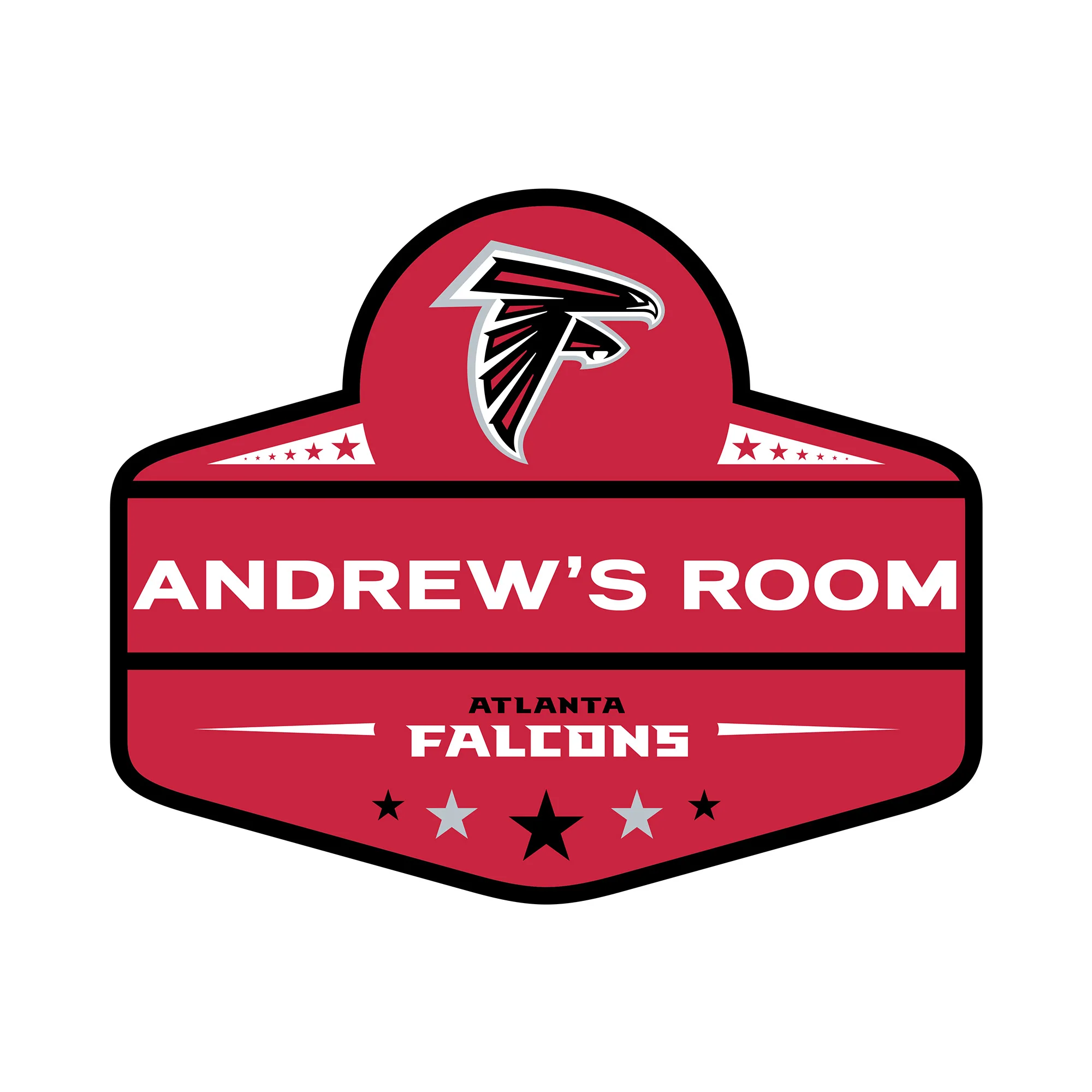 Atlanta Falcons - Badge - With Personalized Name - Official NFL - Reusable Vinyl Transfer Decal