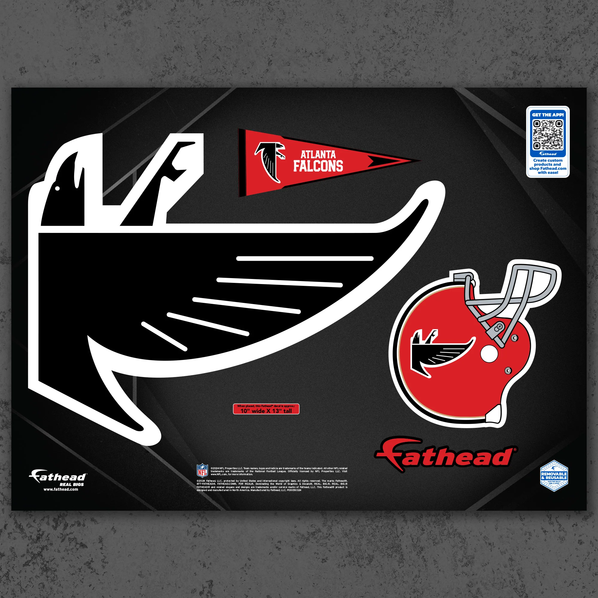 Atlanta Falcons - RealBig Classic Logo Collection - Official NFL - Reusable Vinyl Wall Decals - Image 7