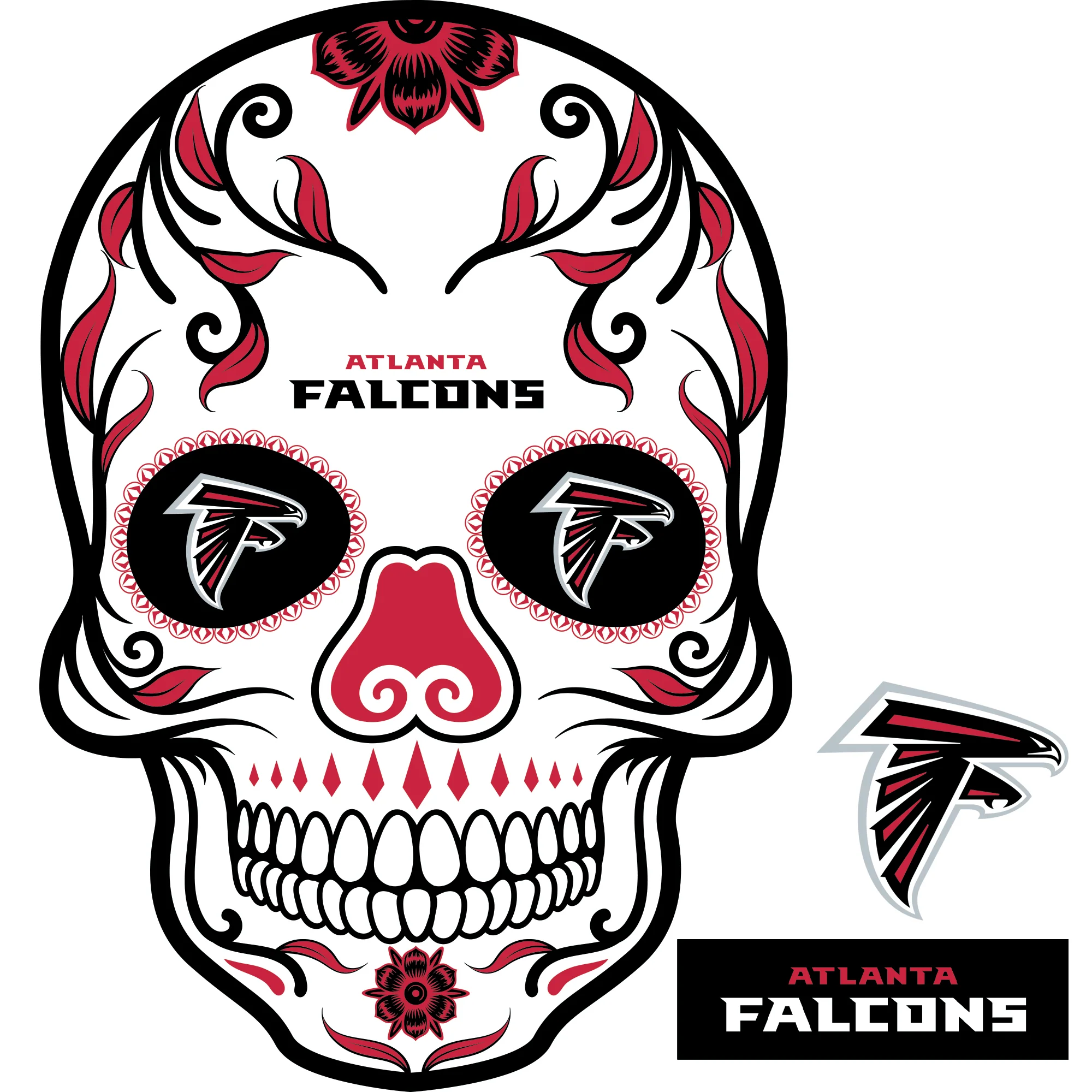 Atlanta Falcons - RealBig Sugar Skull Collection - Official NFL - Reusable Vinyl Wall Decals - Image 3