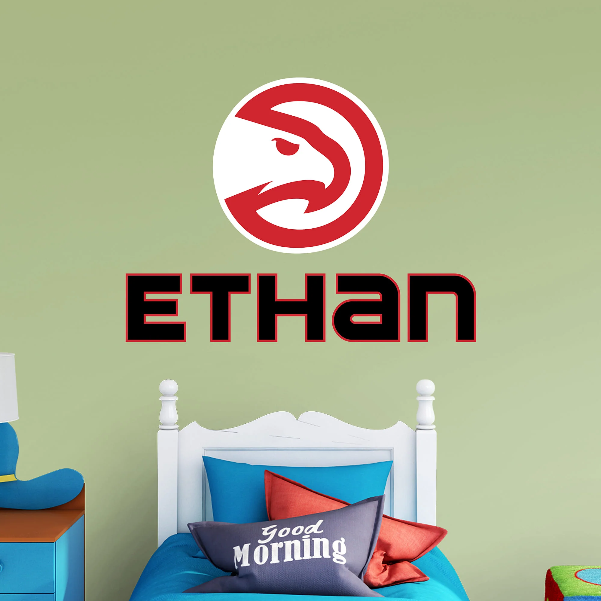 Atlanta Hawks - Stacked Logo - With Personalized Name - Official NBA - Vinyl Transfer Decal - Image 3