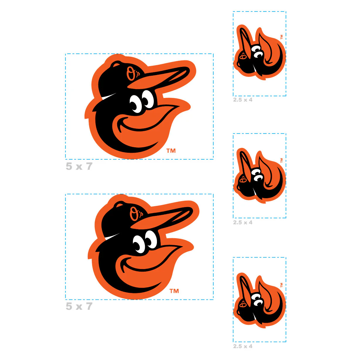 Baltimore Orioles - 5 Logo Minis (Mixed Sizes) - Official MLB - Reusable Vinyl Decals - Image 3