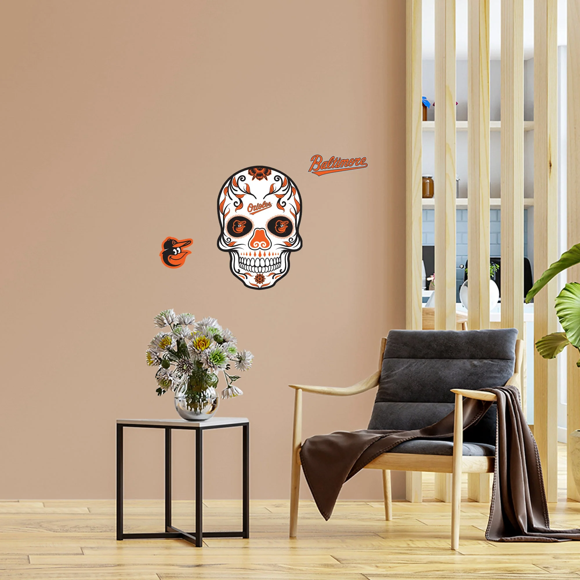 Baltimore Orioles - RealBig Sugar Skull Collection - Official MLB - Reusable Vinyl Wall Decals - Image 4