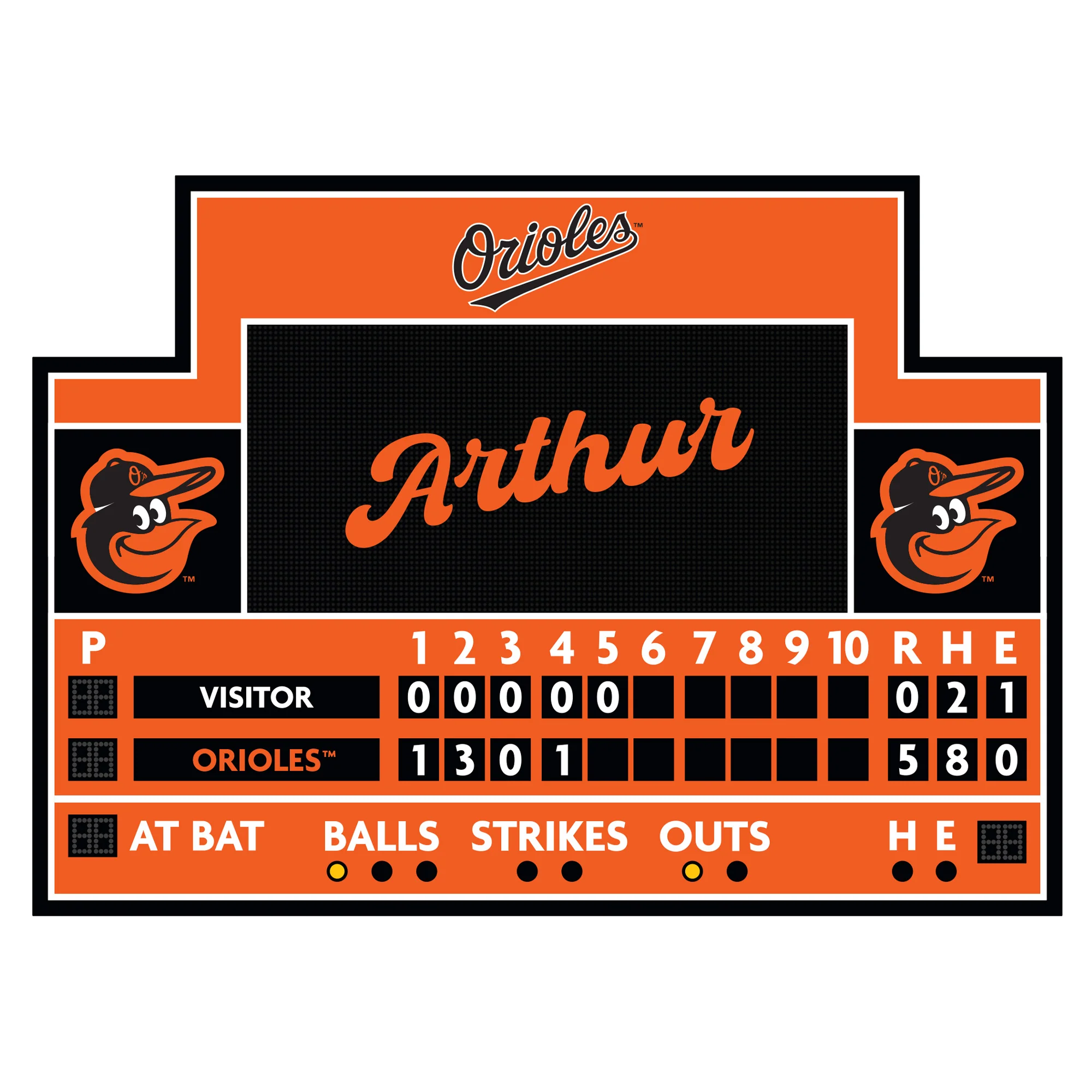 Baltimore Orioles - Scoreboard Graphic - With Personalized Name - Official MLB - Vinyl Transfer Decal - Image 2