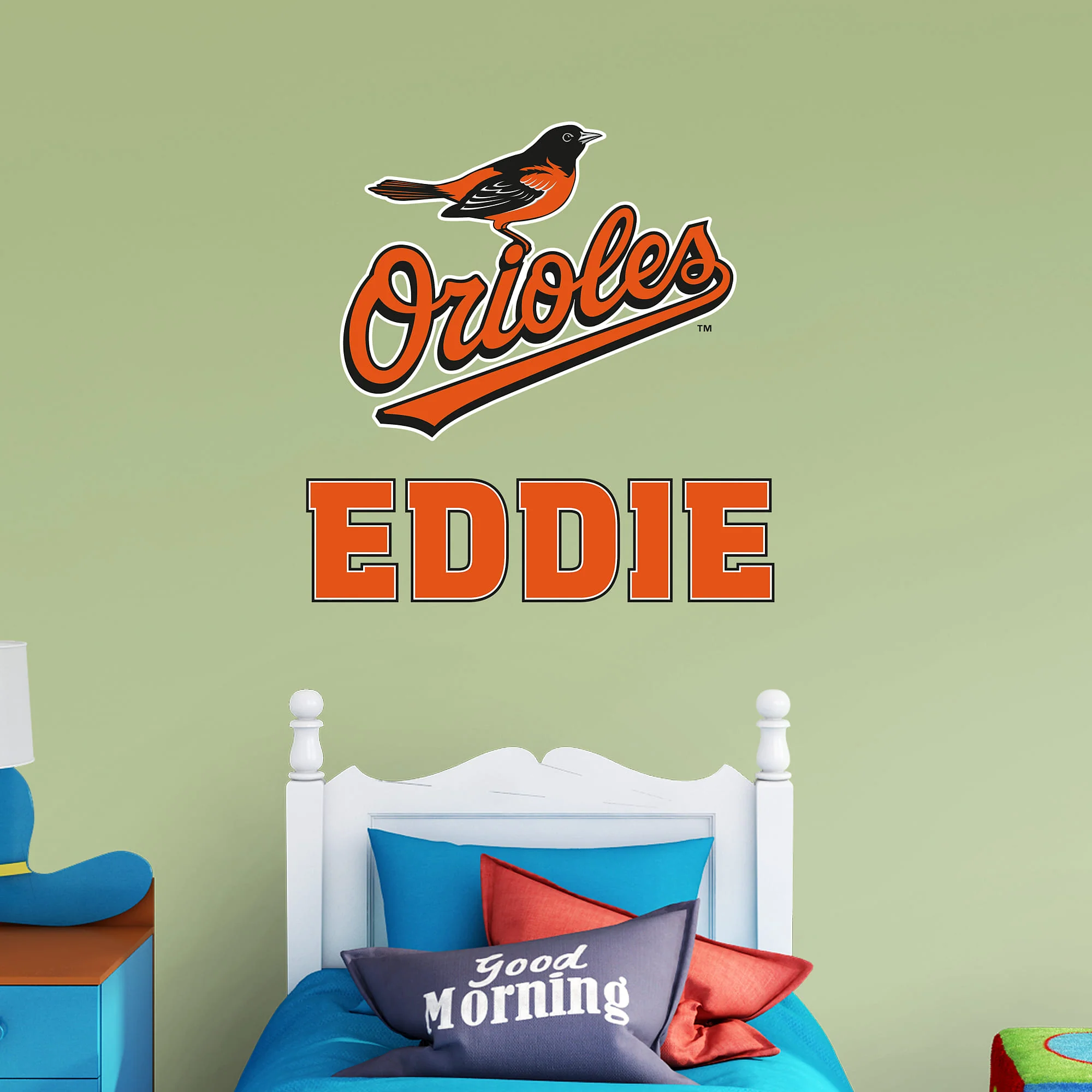 Baltimore Orioles - Stacked Logo - With Personalized Name - Official MLB - Vinyl Transfer Decal