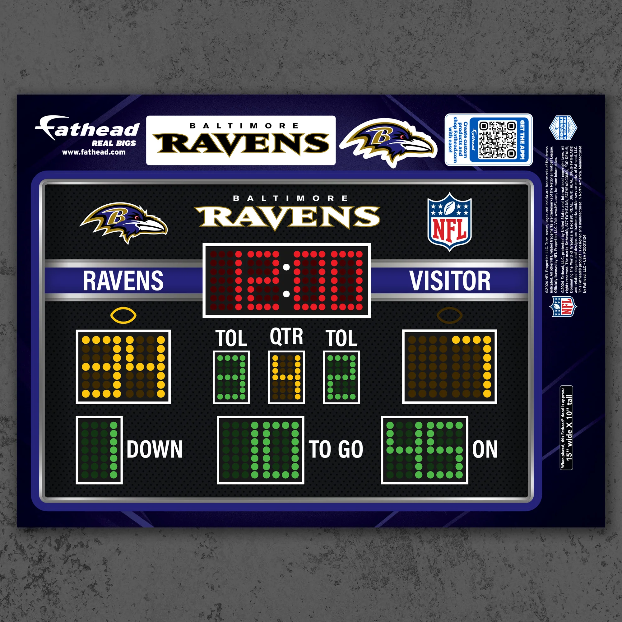Baltimore Ravens - RealBig Scoreboard Collection - Official NFL - Reusable Vinyl Wall Decals - Image 7