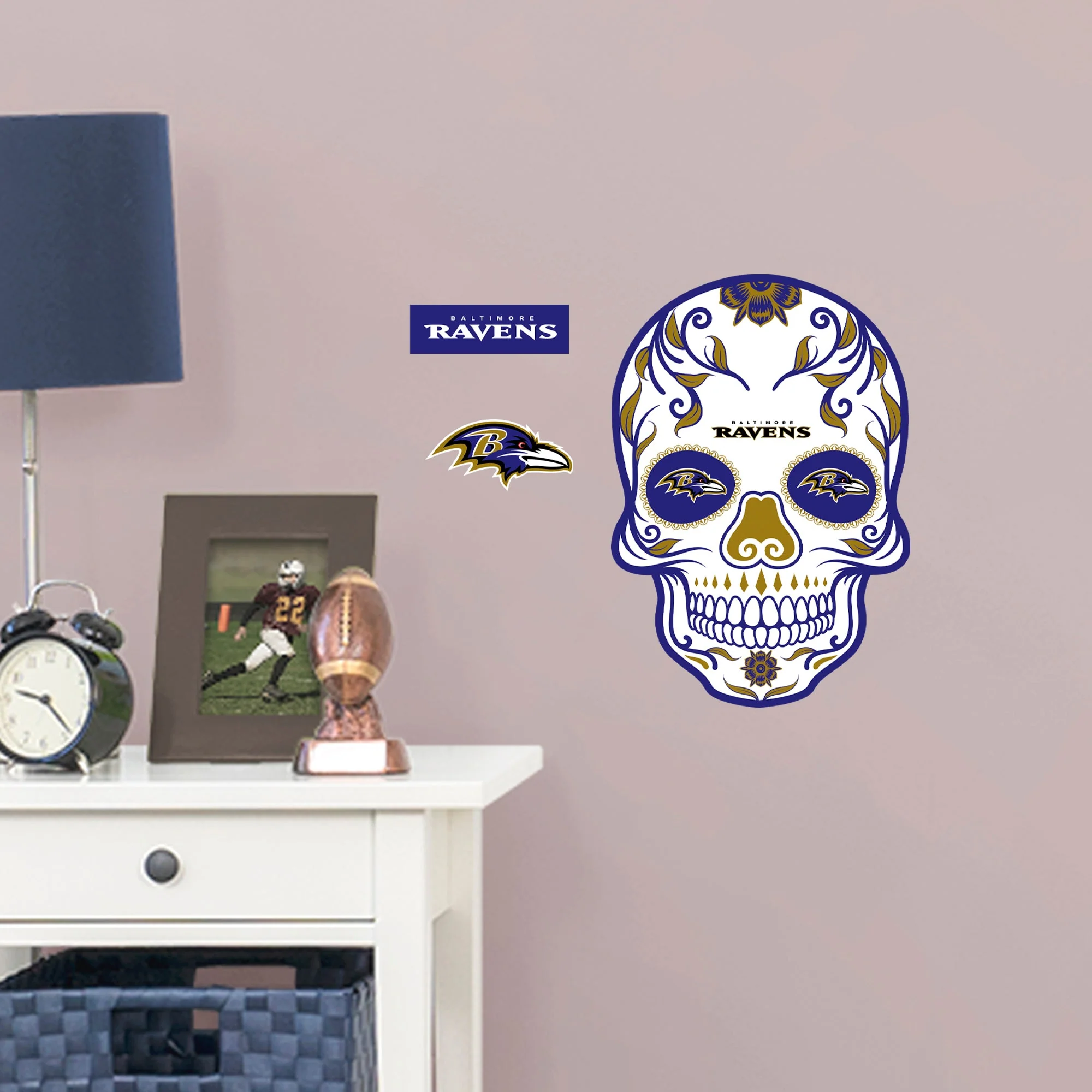 Baltimore Ravens - RealBig Sugar Skull Collection - Official NFL - Reusable Vinyl Wall Decals - Image 5