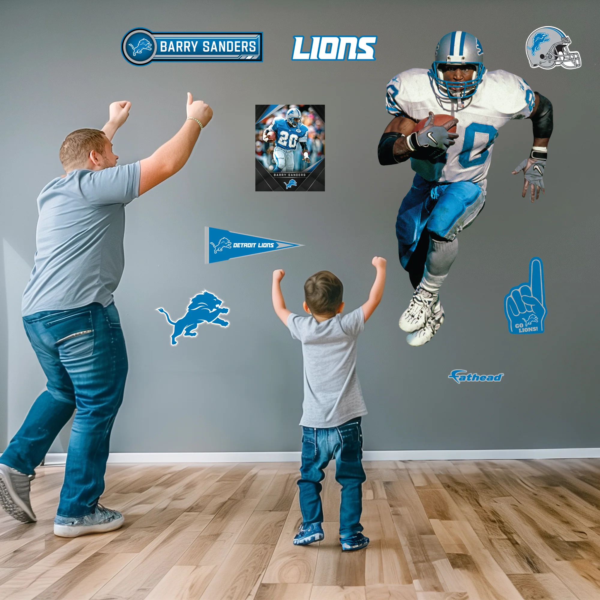 Barry Sanders - RealBig Away Jersey Legend Collection - Official NFL - Detroit Lions - Reusable Vinyl Wall Decals - Image 3