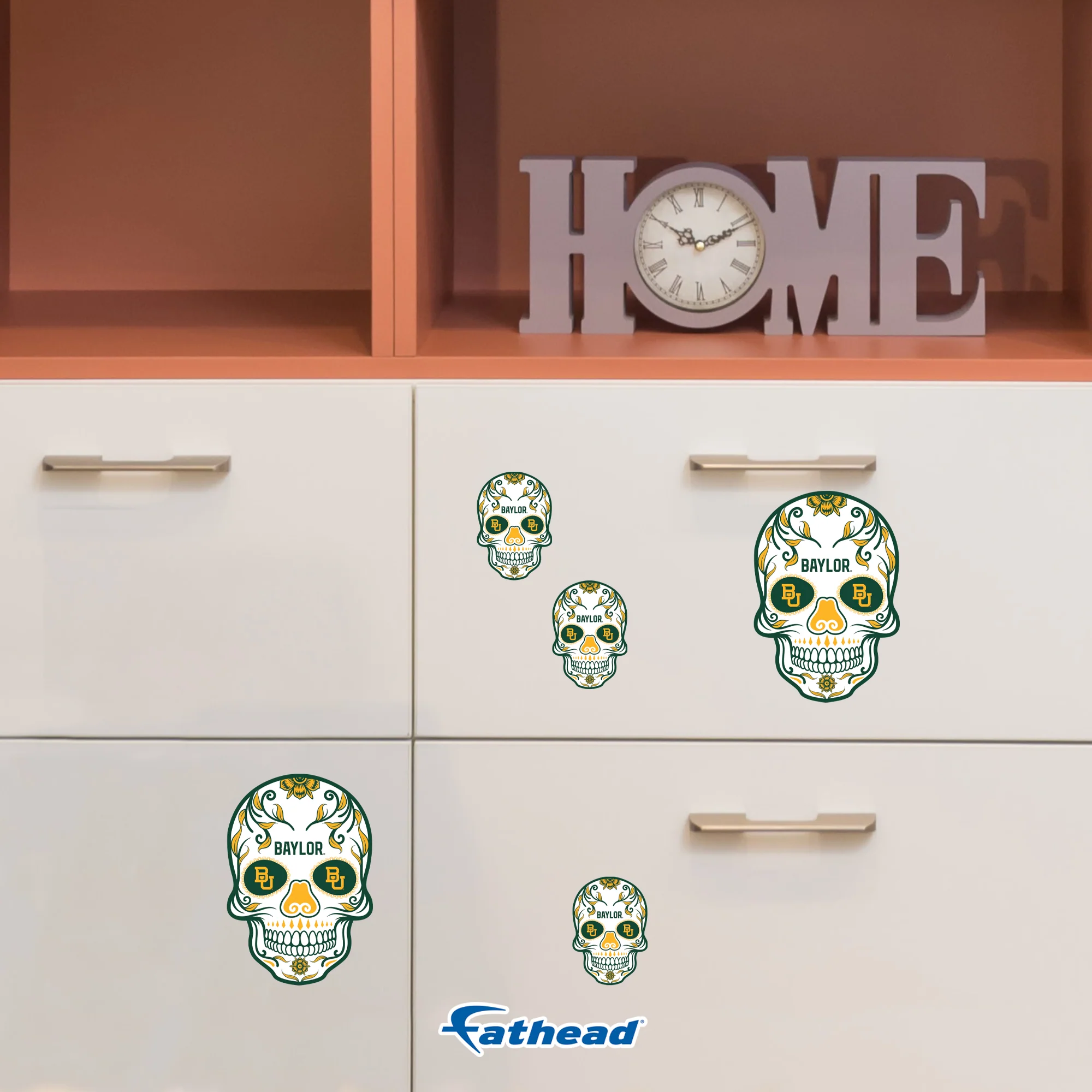 Baylor Bears - 5 Sugar Skull Logo Minis (Mixed Sizes) - Official NCAA - Reusable Vinyl Decals - Image 2