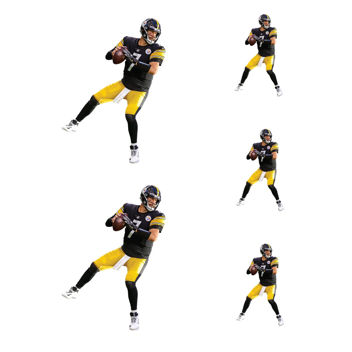 Ben Roethlisberger - 5 Player Minis (Mixed Sizes) - Official NFL - Pittsburgh Steelers - Reusable Vinyl Decals - Image 3