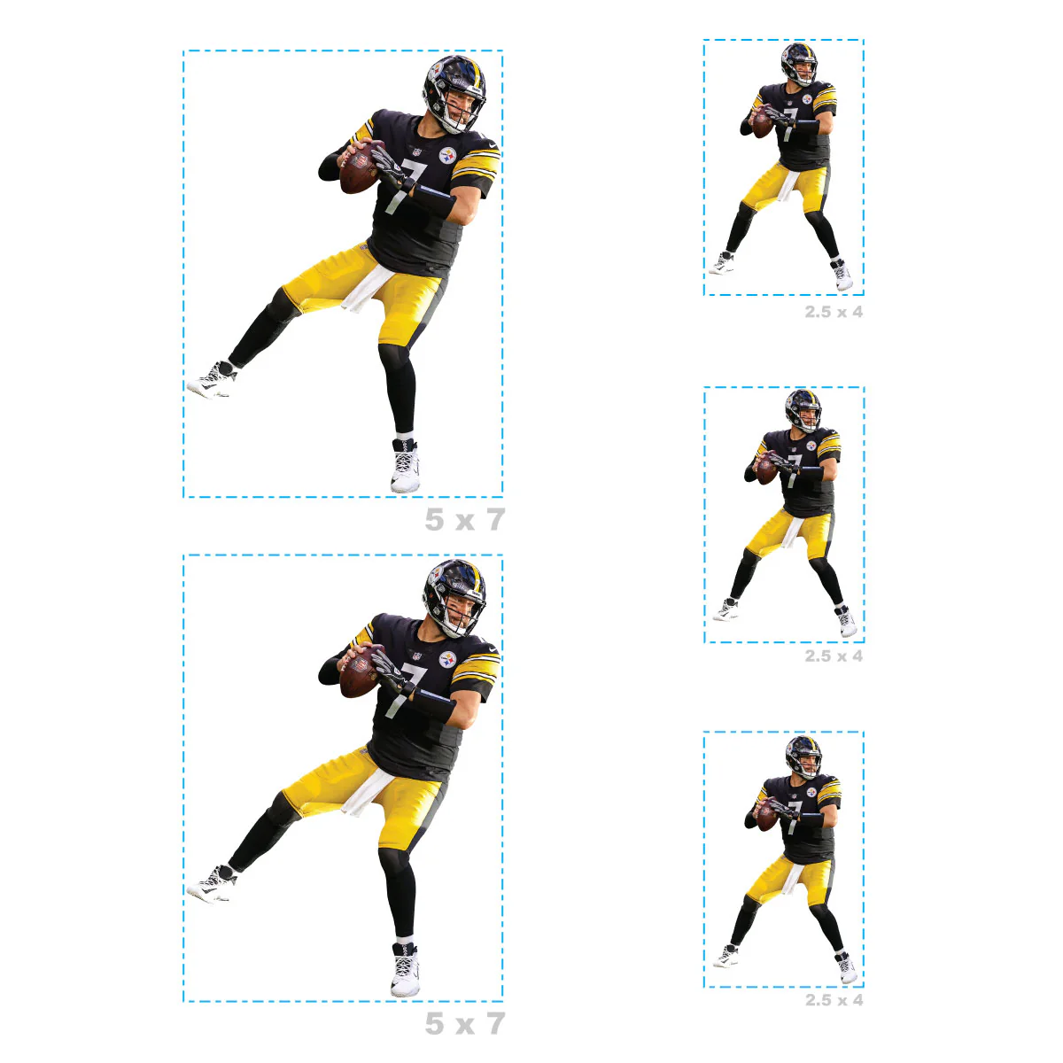 Ben Roethlisberger - 5 Player Minis (Mixed Sizes) - Official NFL - Pittsburgh Steelers - Reusable Vinyl Decals - Image 4