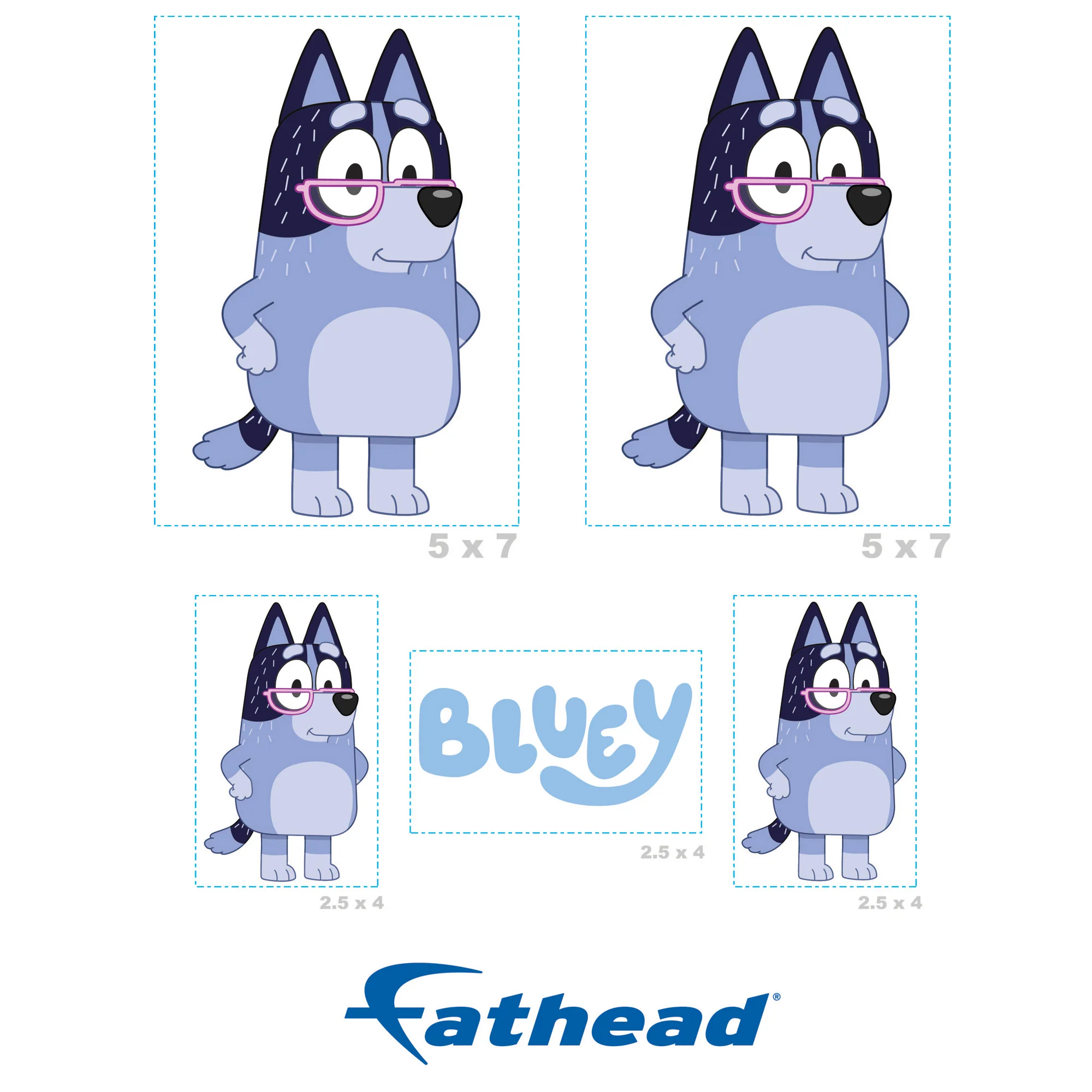 Bluey - 5 Character Minis (Mixed Sizes) - Official BBC - Nanna - Reusable Vinyl Decals - Image 4