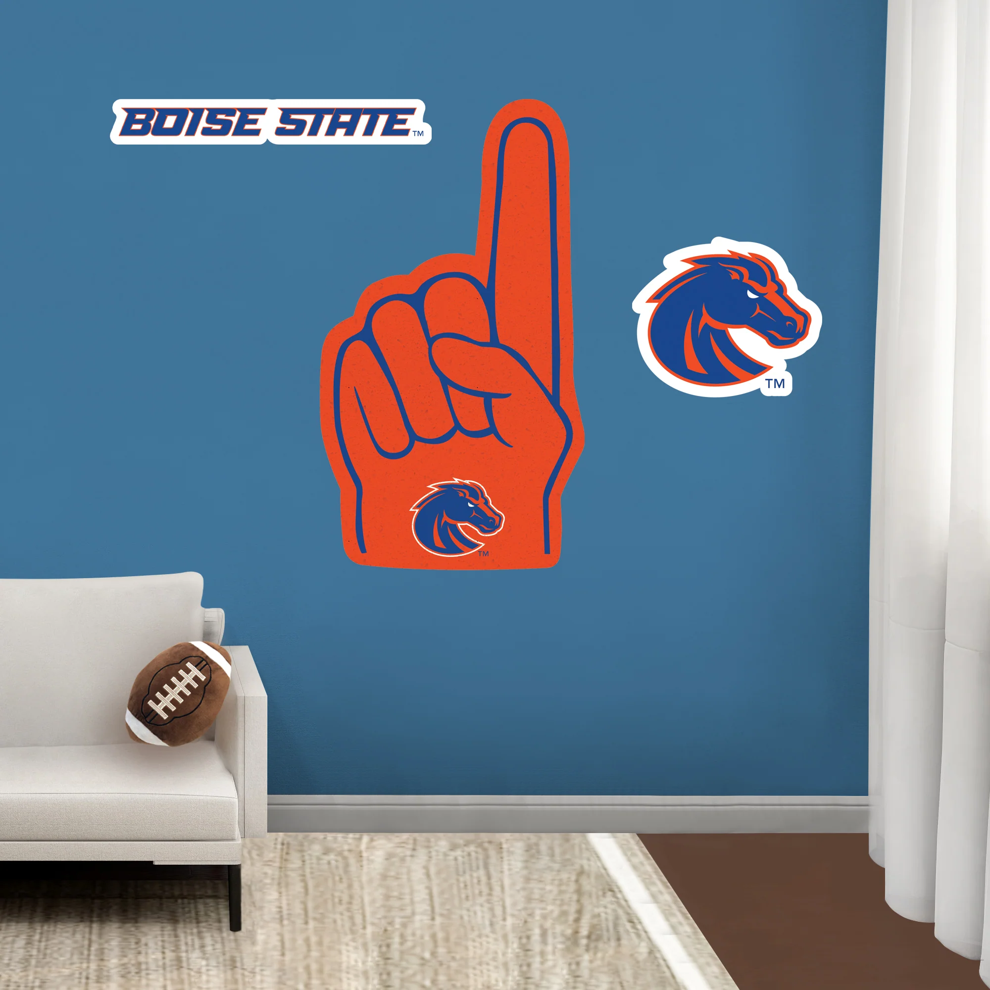 Boise State Broncos - RealBig Foam Finger Collection - Official NCAA - Reusable Vinyl Wall Decals - Image 2