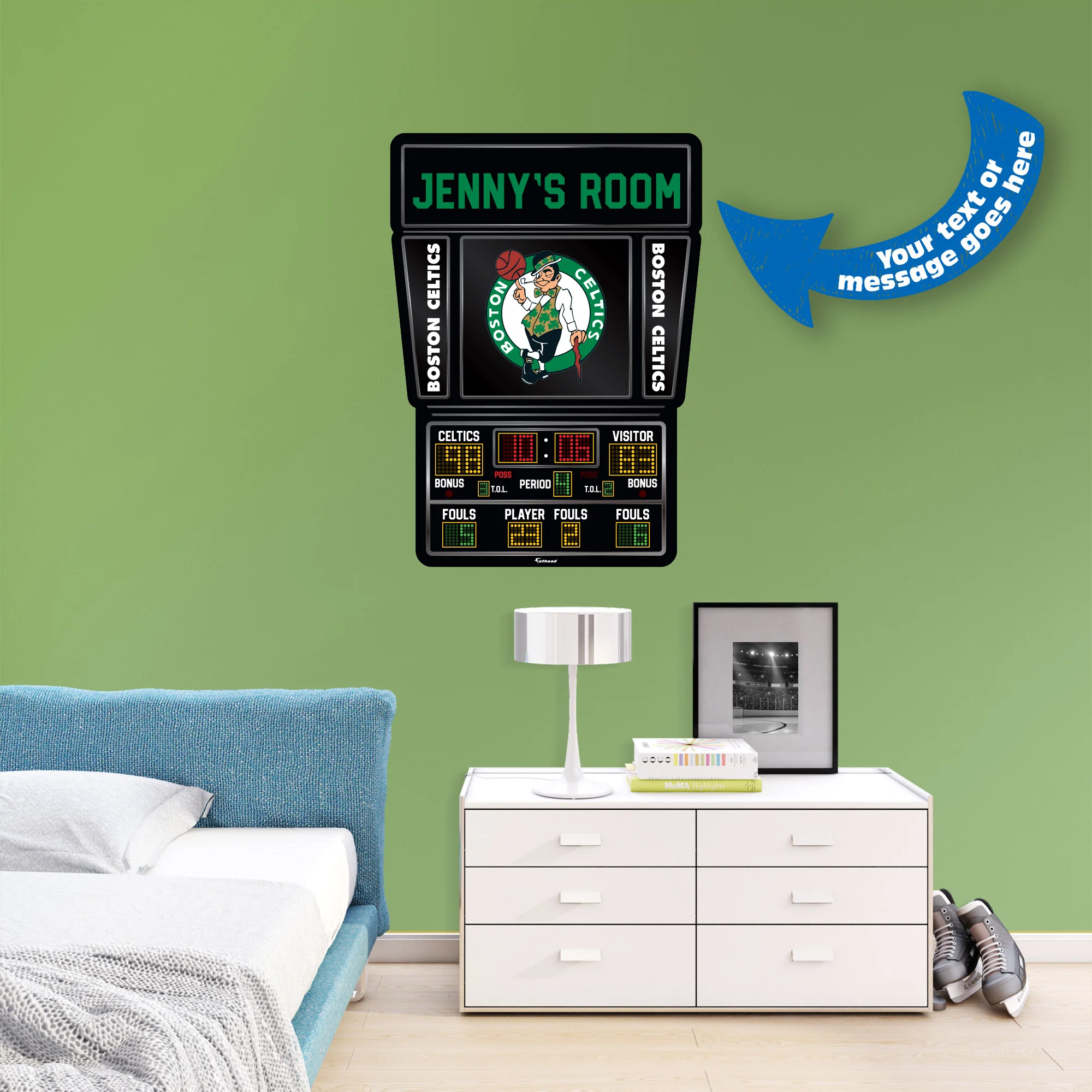 Boston Celtics - Scoreboard Graphic - With Personalized Name - Official NBA - Vinyl Transfer Decal - Image 2