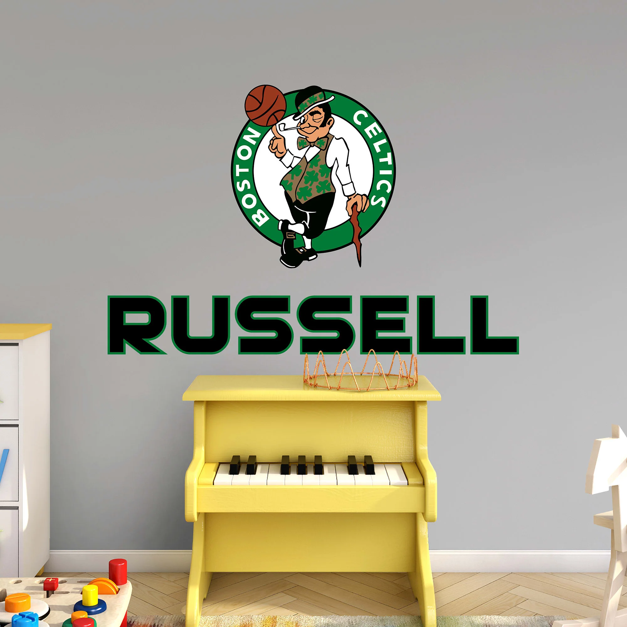 Boston Celtics - Stacked Logo - With Personalized Name - Official NBA - Vinyl Transfer Decal - Image 2