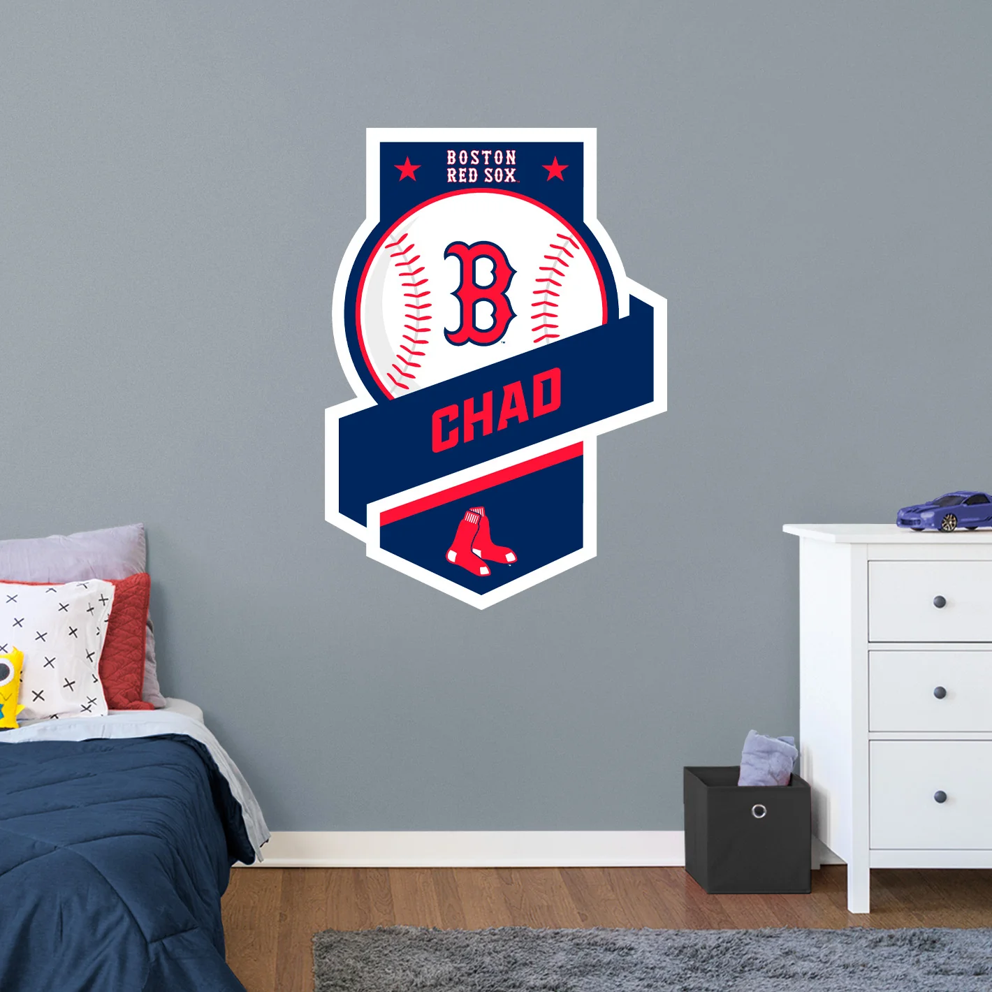 Boston Red Sox - Banner Logo - With Personalized Name - Official MLB - Vinyl Transfer Decal - Image 2