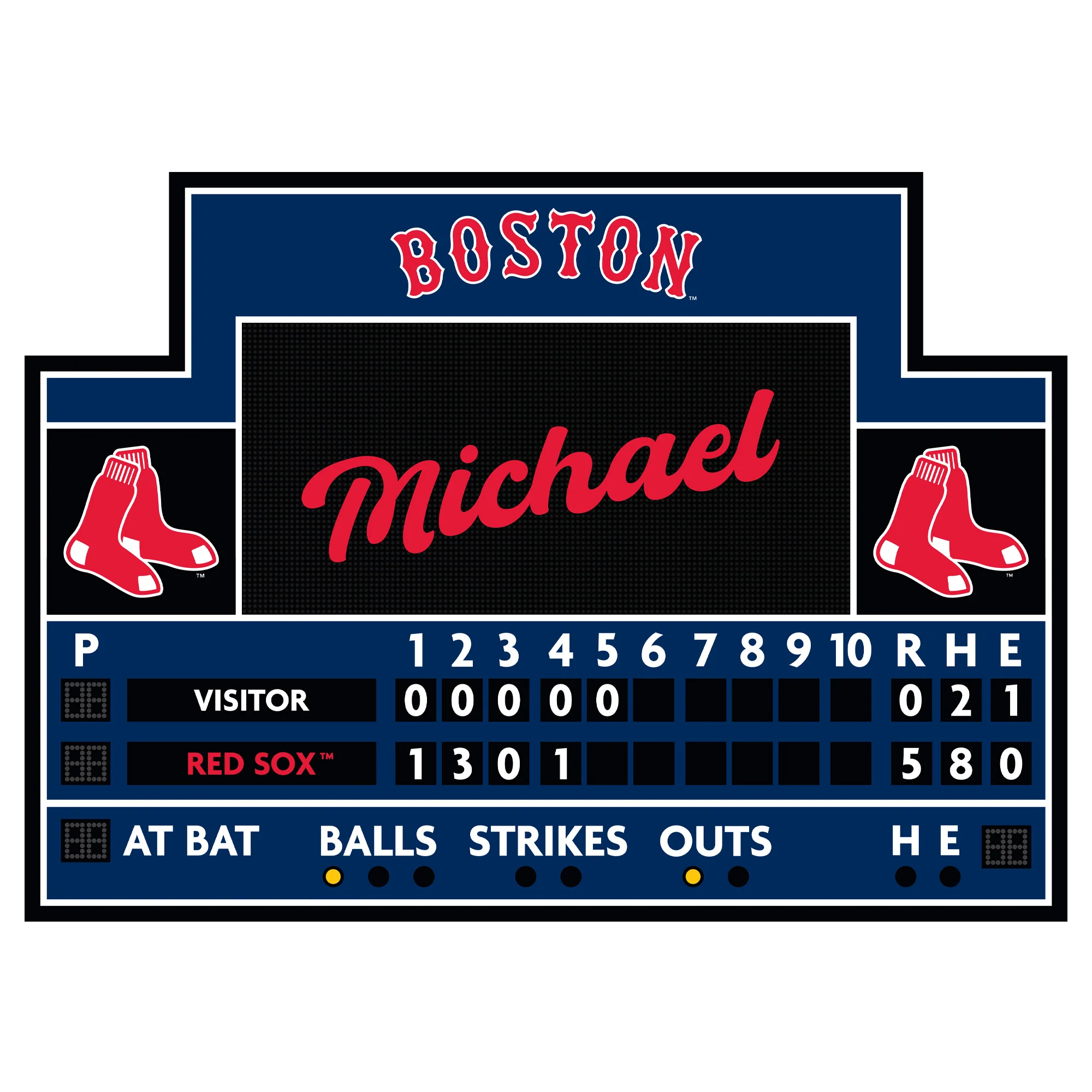 Boston Red Sox - Scoreboard Graphic - With Personalized Name - Official MLB - Vinyl Transfer Decal - Image 8