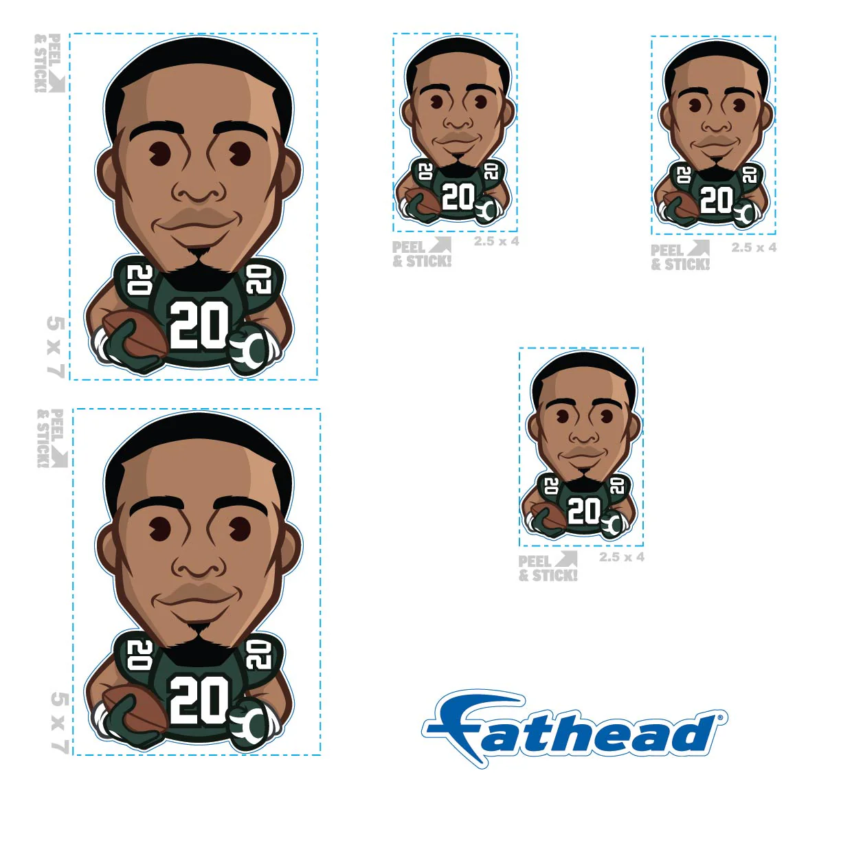 Breece Hall - 5 Emoji Minis (Mixed Sizes) - Official NFLPA - New York Jets - Reusable Vinyl Decals - Image 4