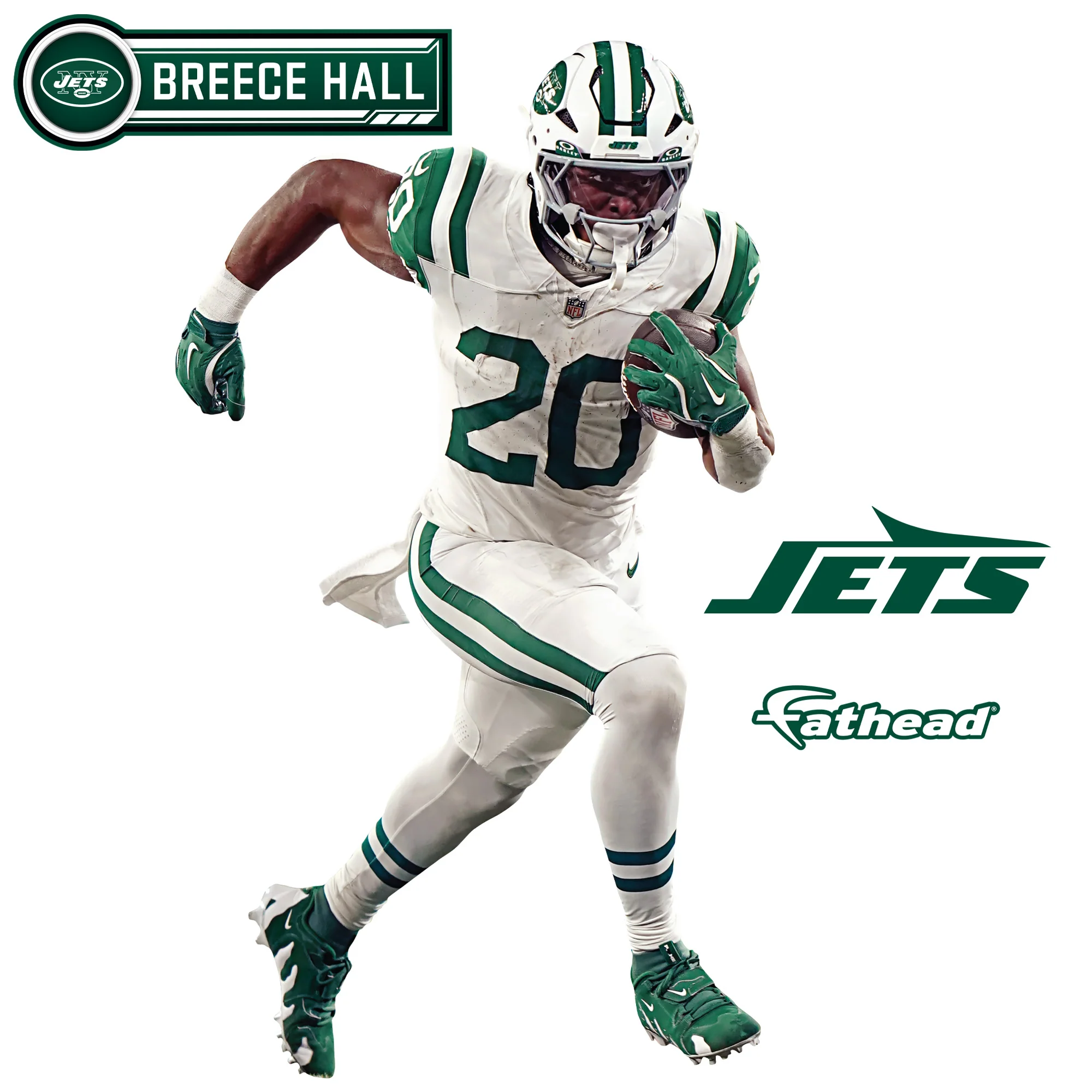 Breece Hall - RealBig Throwback Collection - Official NFL - New York Jets - Reusable Vinyl Wall Decals #2 - Image 6