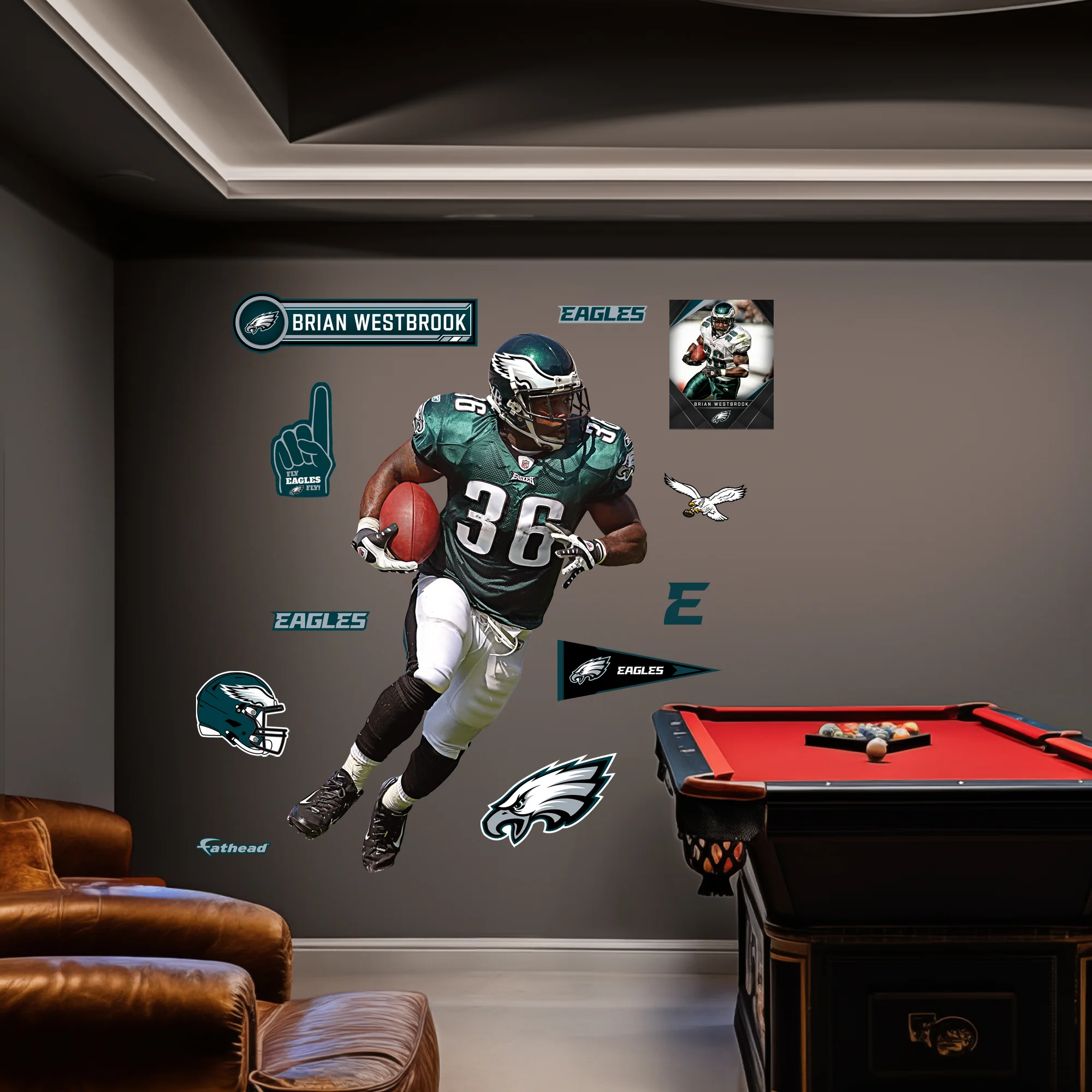 Brian Westbrook - RealBig Legend Collection - Official NFL - Philadelphia Eagles - Reusable Vinyl Wall Decals - Image 3