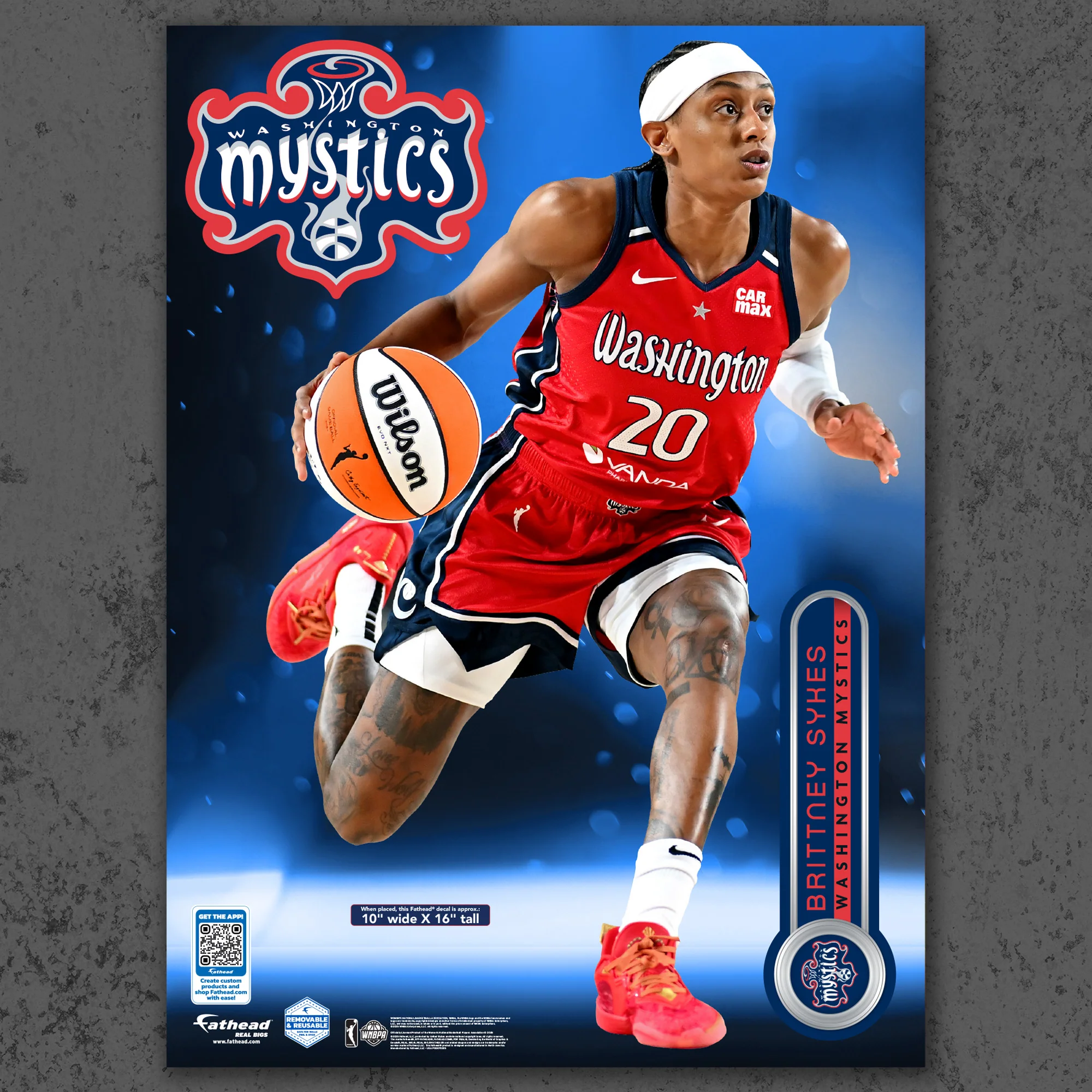 Brittney Sykes - RealBig Collection - Official WNBA - Washington Mystics - Reusable Vinyl Wall Decals - Image 7